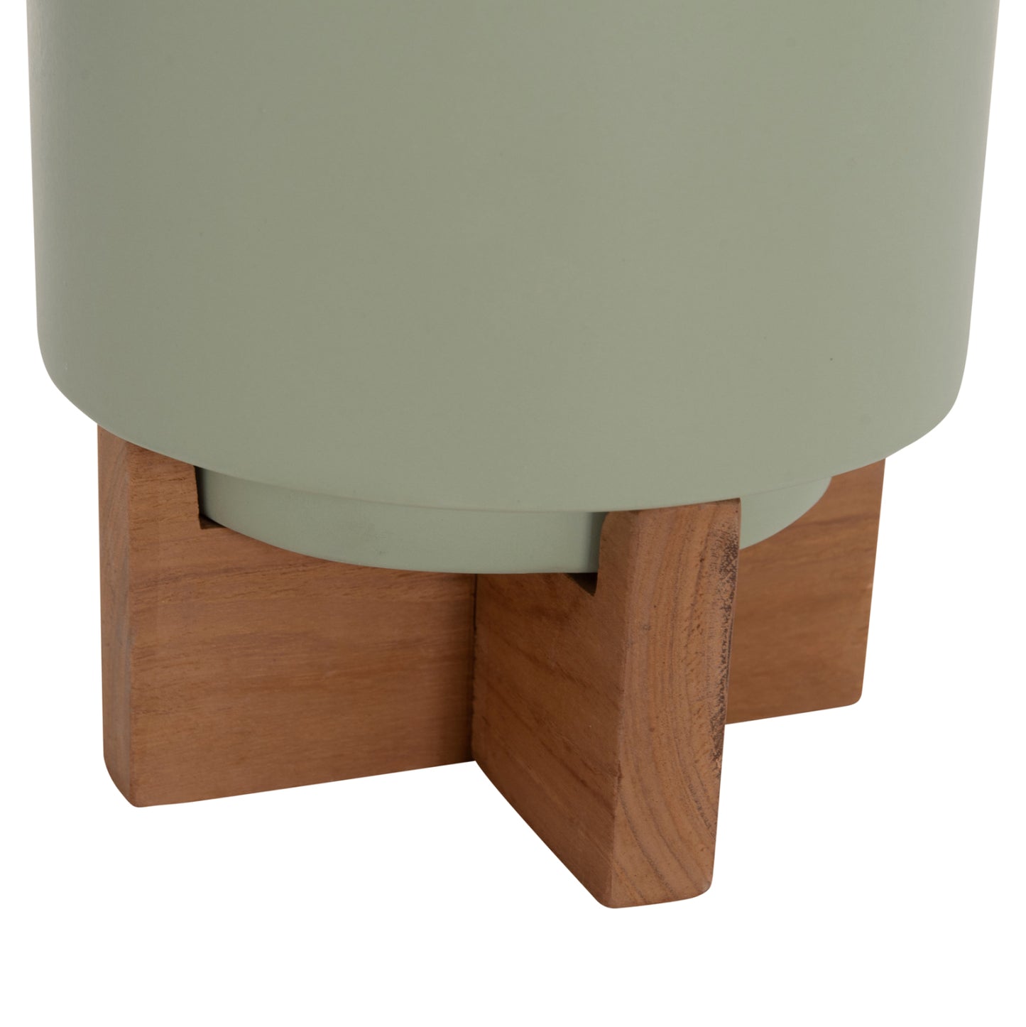 Set 3 Pots/vases With Teak Bases Tanti Hm4685 Fiber Cement In 3 Colors