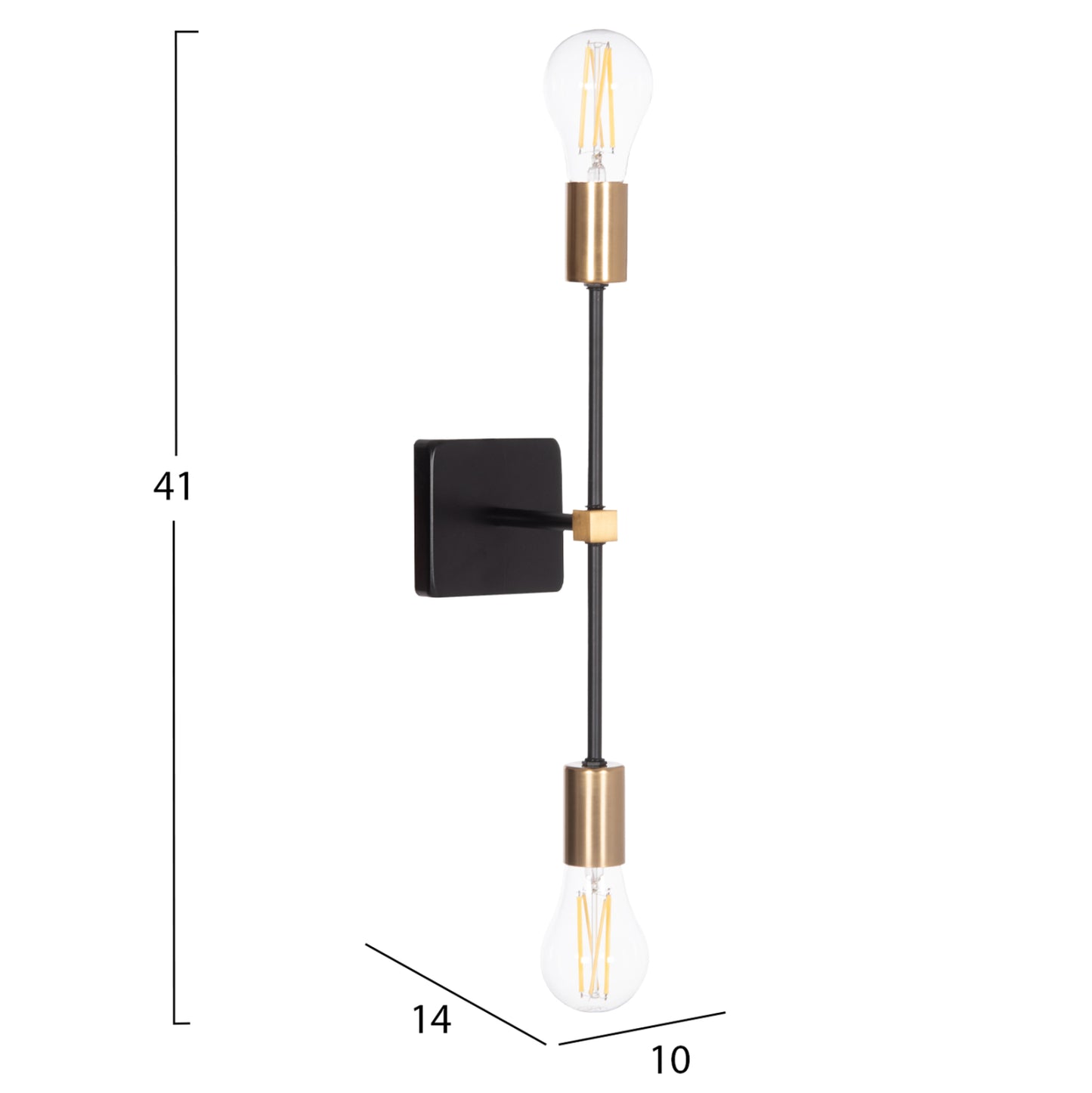 Wall Sconce Saber2 Hm4465 Metal In Black & Gold 10x14x41hcm.
