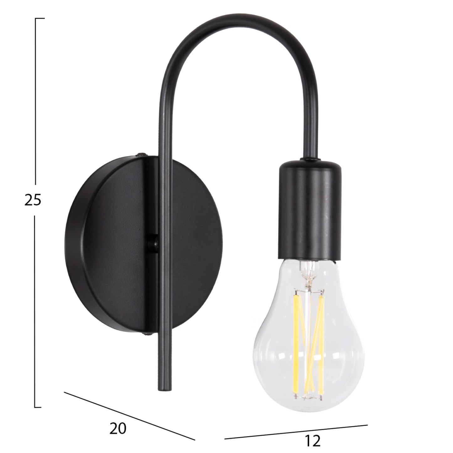 Wall Sconce Kramer Hm4657.01 Metal In Black 12x20x25hcm.