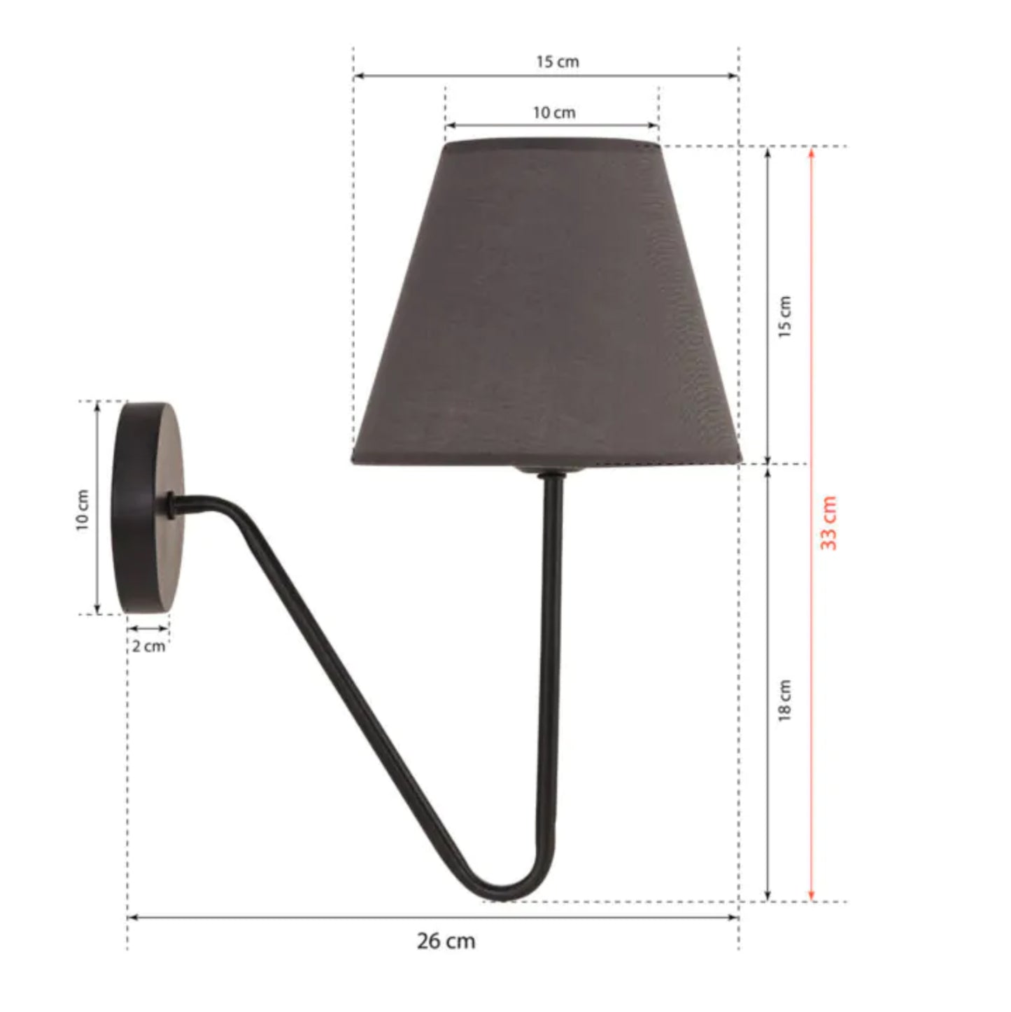 Wall Sconce Hm7642.02, Black, 26x15x33