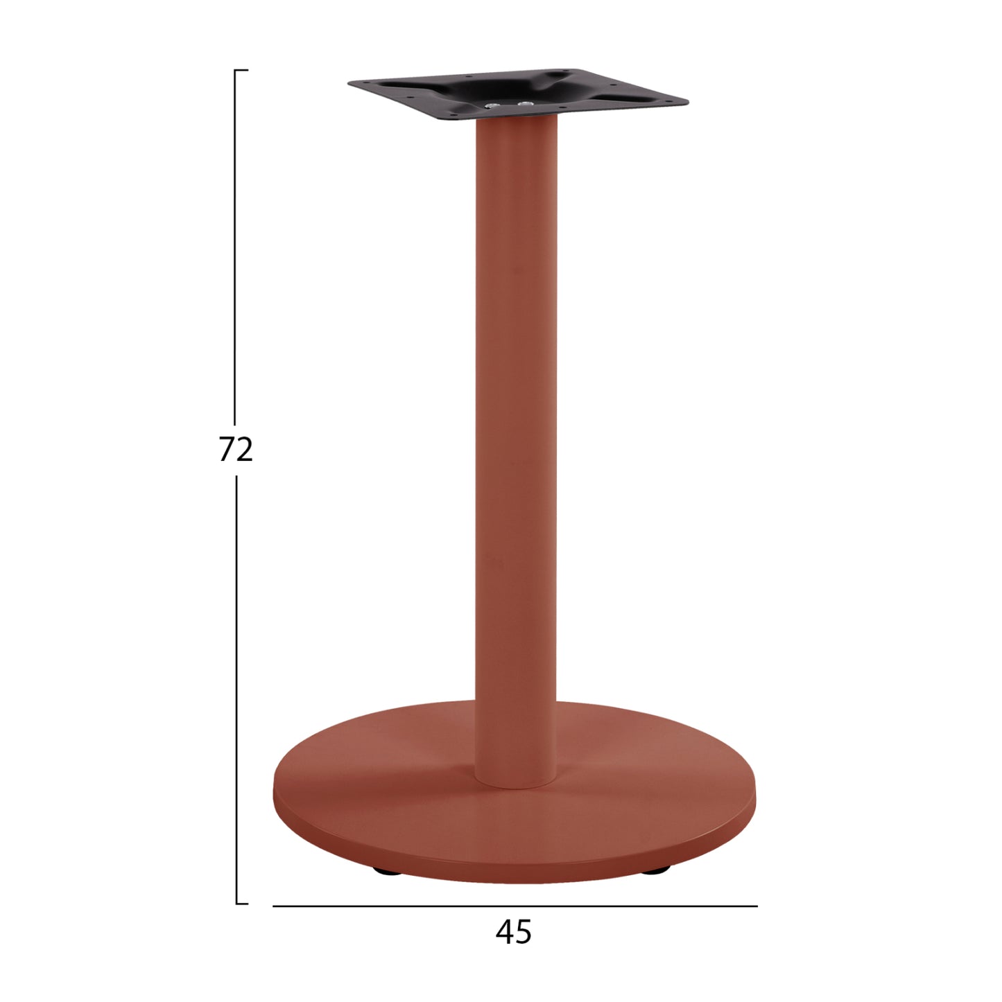 Table Base Hm419.27 Metallic (steel) In Terracotta Color With Height Adjusters Φ45Χ72hcm.
