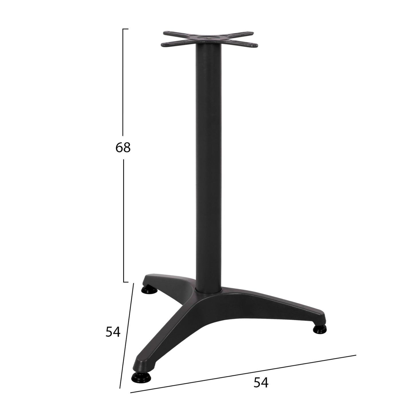 Base For Table Hm449.03 Aluminum In Black-- Cross 29x29cm.- Leg Dimensions: 54x54x68hcm.