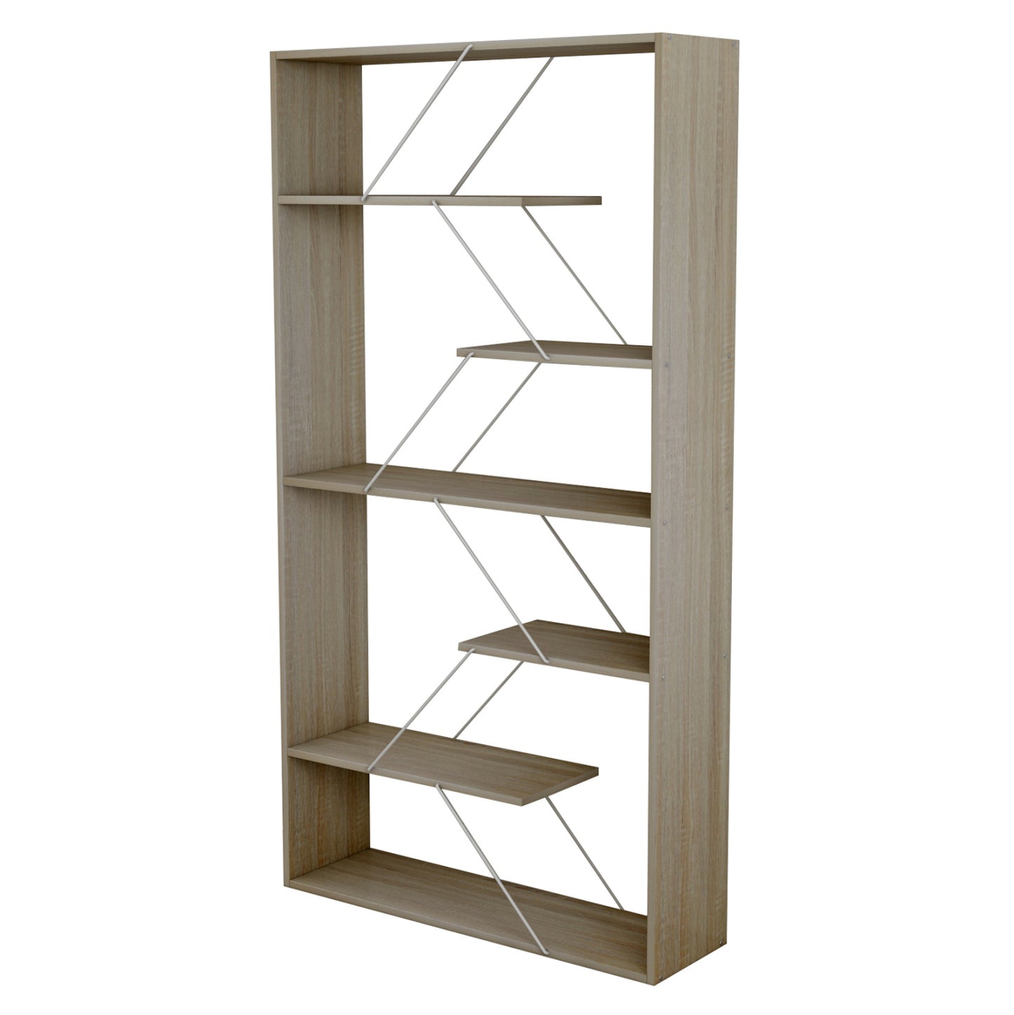 Bookcase Tars Melamine Sonoma-white Metal Rods 84x24x157hcm.hm2240.11