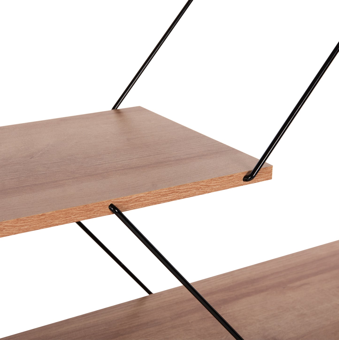 Bookcase Tars Hm2240.14 Natural Oak Melamine-black Metal Rods 84x24x157hcm.