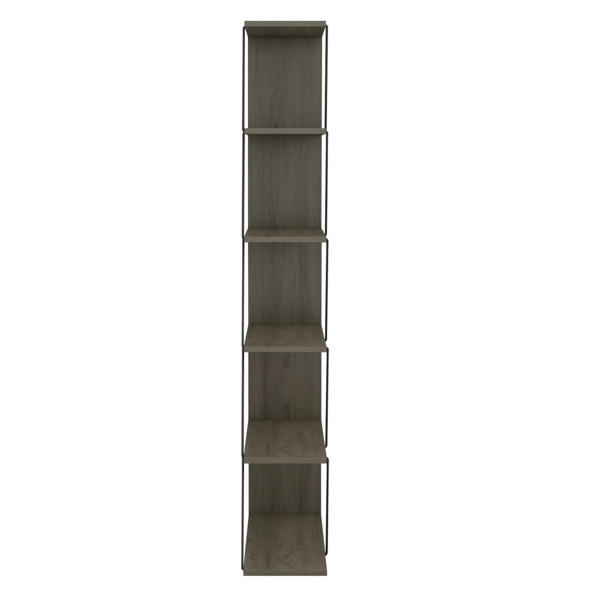 Bookcase Mini Tars Hm2241.13 Olive Grey Melamine-black Metal Rods 65x22-24x146hcm.