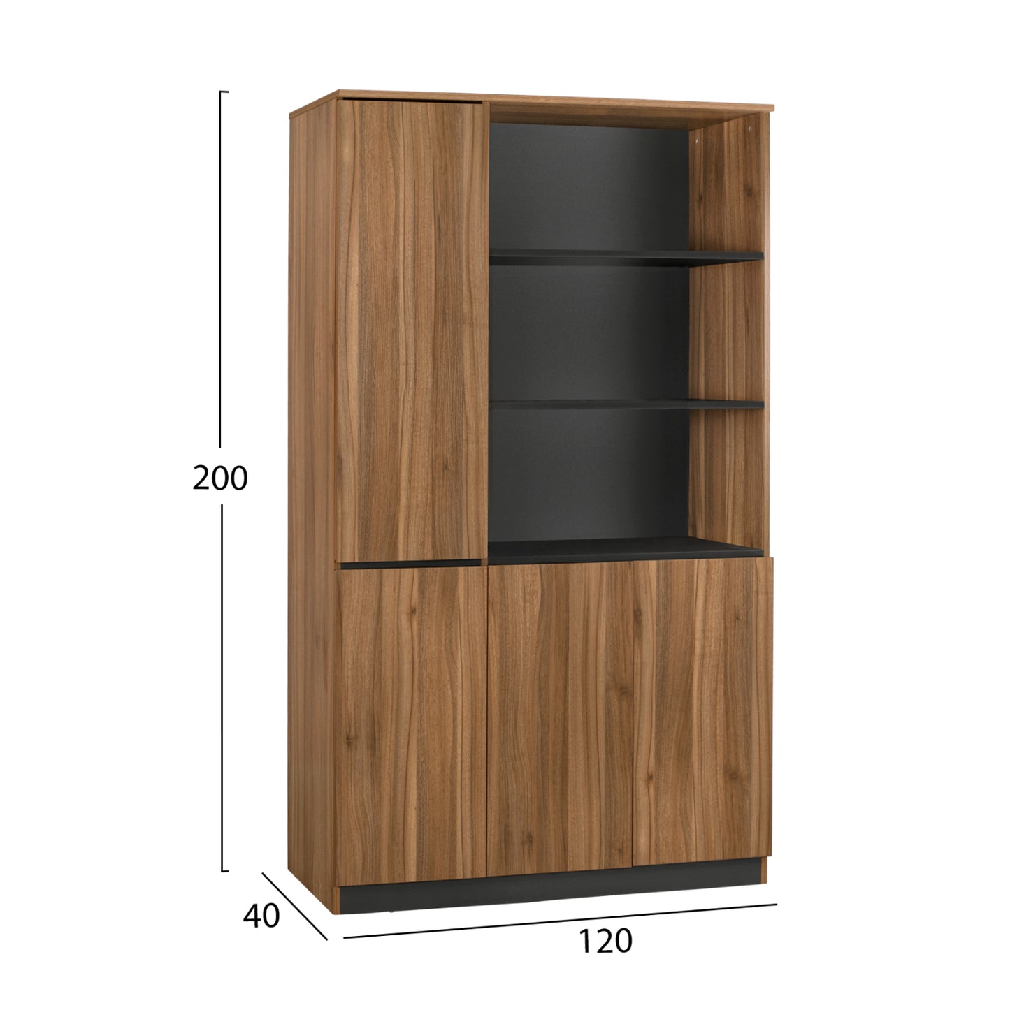 Professional Office Bookcase Supreme 120x40x200Η Hm2353