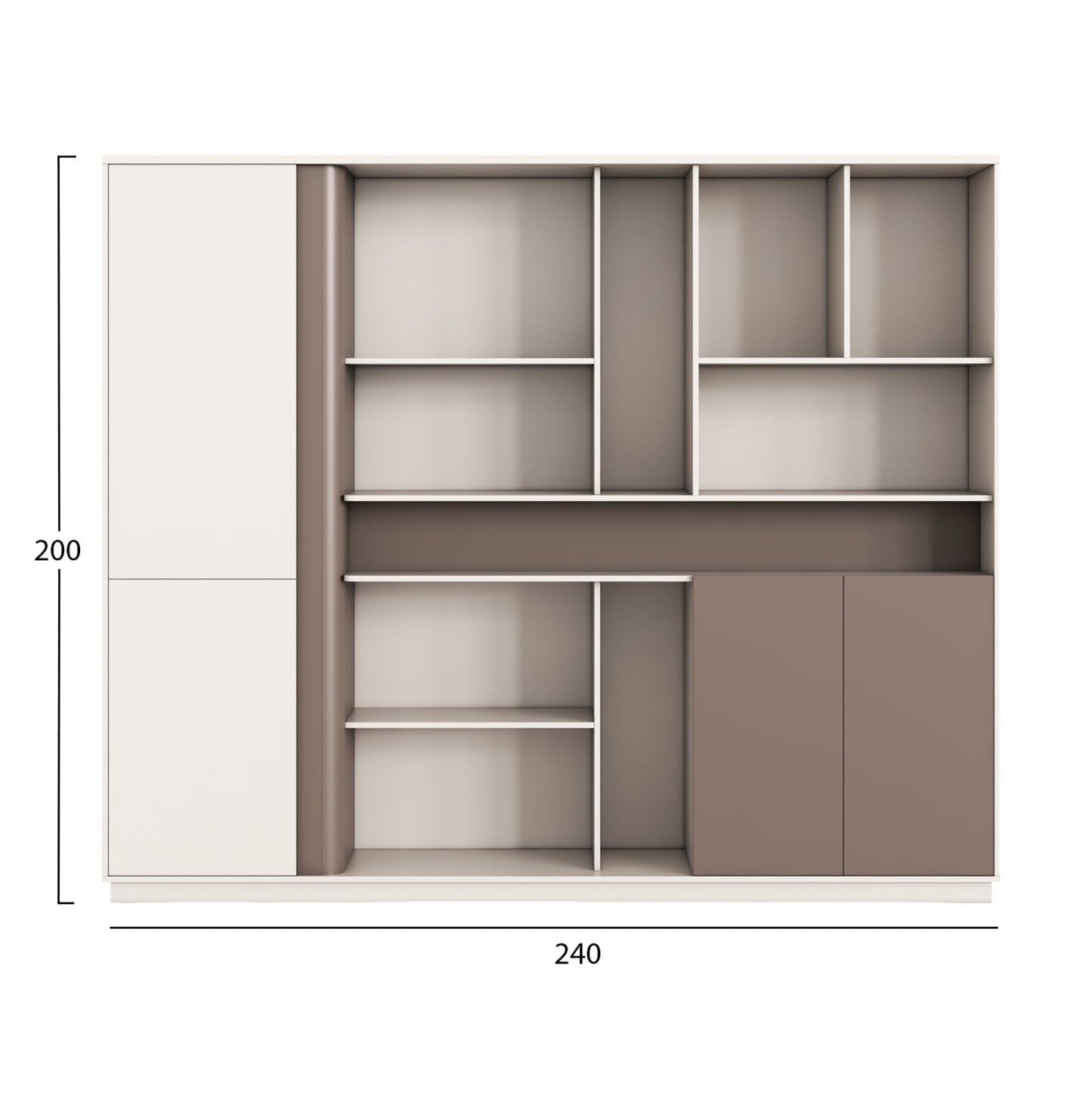 Office Bookcase Newline Hm18279 Melamine In Cream White & Light Brown 240x40x200hcm.