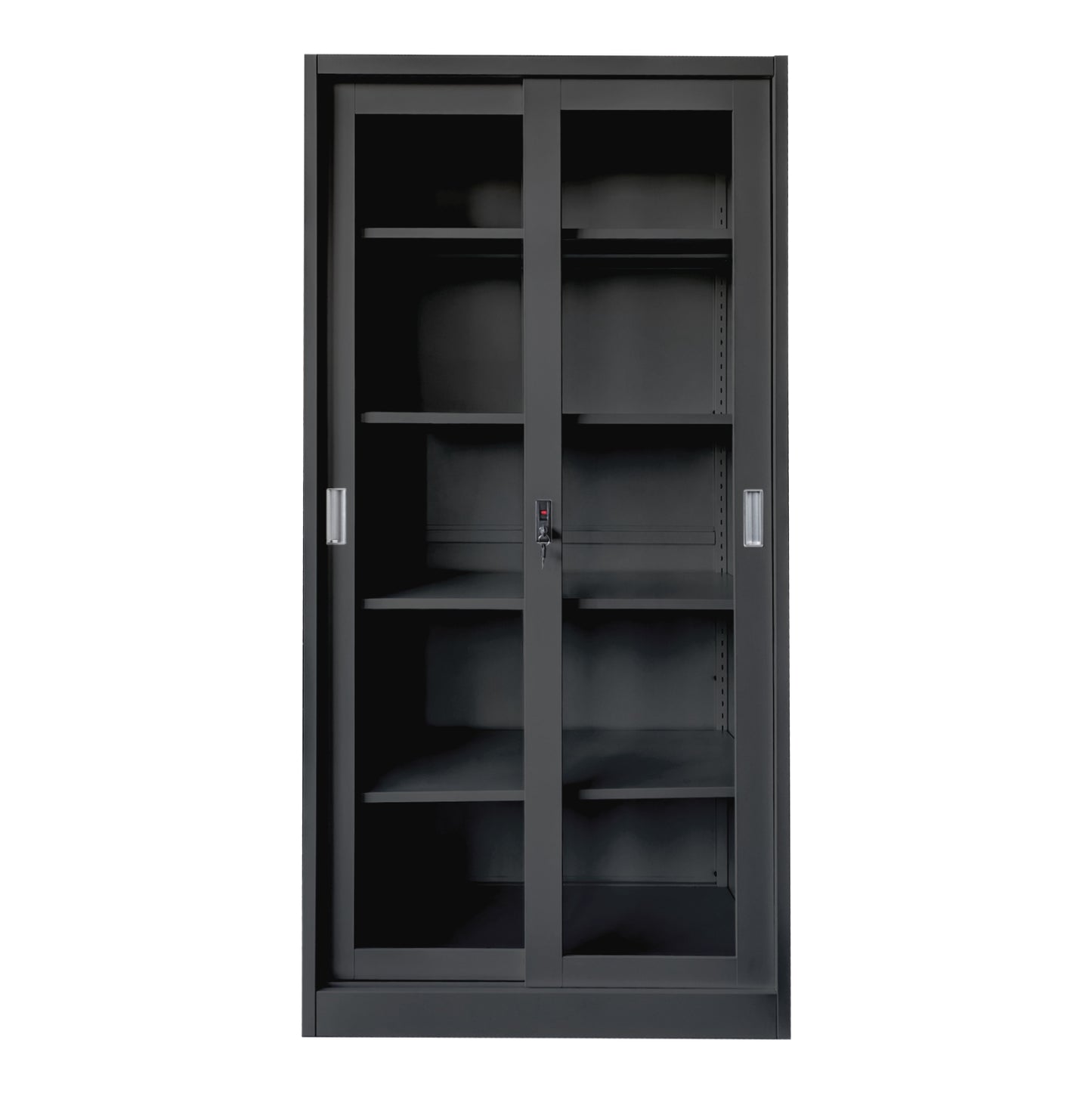Bookcase With Sliding Doors Sider Hm6632.01 Metal In Black 90x40x185hcm