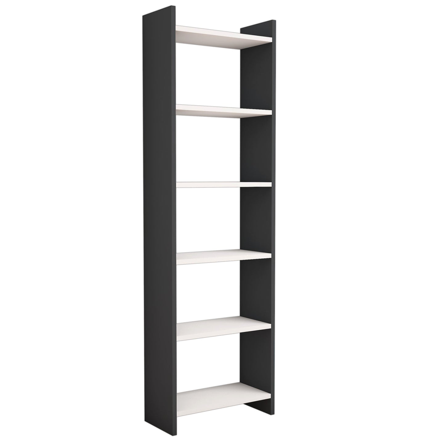 Bookcase Classiker Hm9226.13 Melamine Dark Grey-white 48,5x22x160hcm.