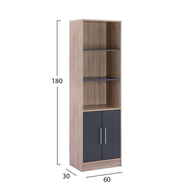 Melamine Bookcase Ensley Hm2027.04 Sonama-grey 60x30x180