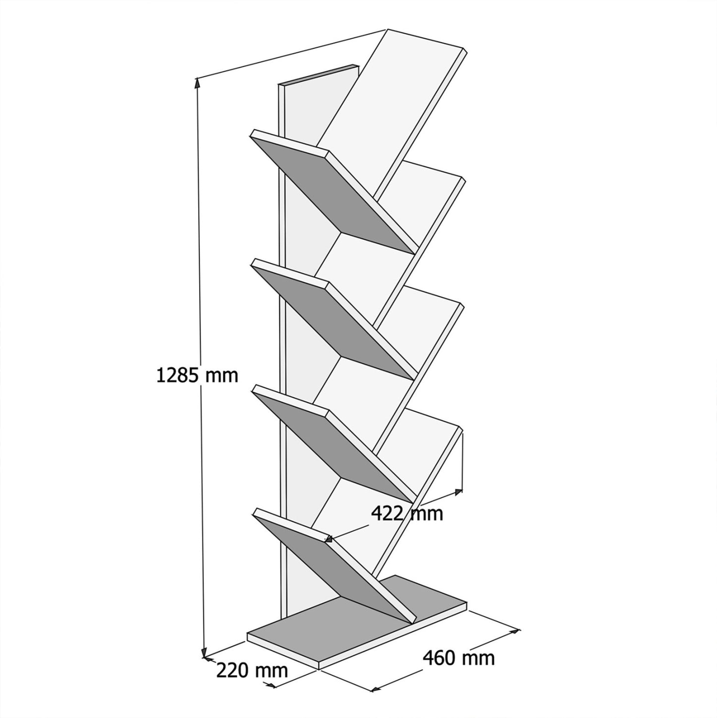 Bookcase Liana Melamine White 46x22x128,5hcm.hm9028.13