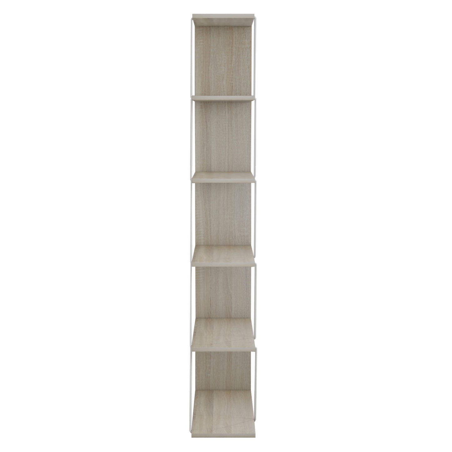 Bookcase Mini Tars Hm2241.11 Sonoma Melamine-white Metal Rods 65x22-24x146hcm.