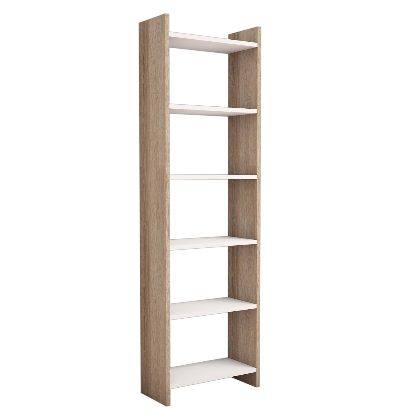 Bookcase Classiker Hm9226.12 Melamine In Sonoma-white 48,5x22x160hcm.