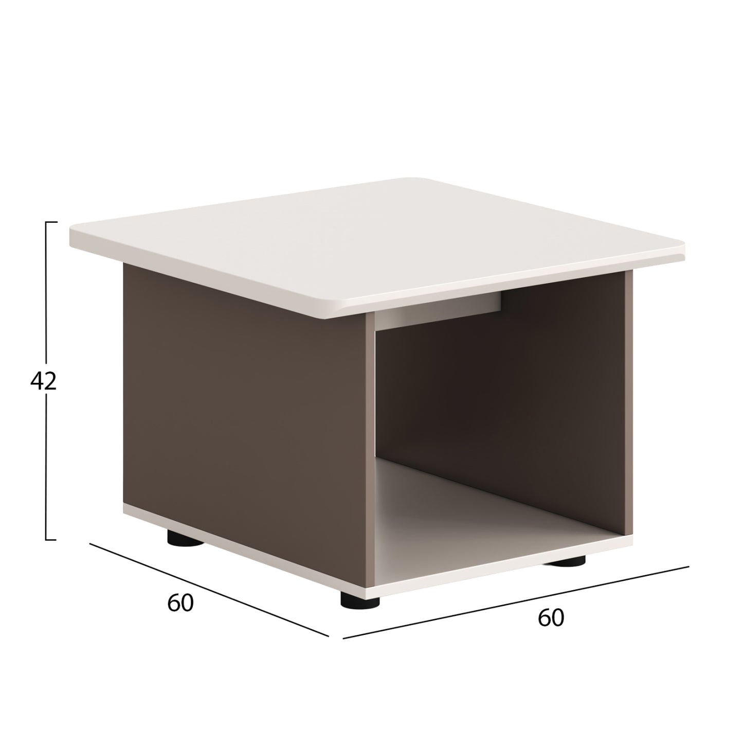 Side Table Series Newline Hm18286 Melamine In Cream White-light Brown 60x60x42hcm.