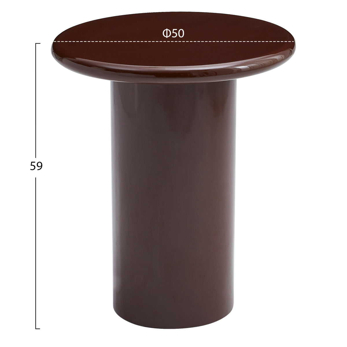 Side Table Solna Hm18455.06 Mdf In Glossy Red Φ50x59hcm.