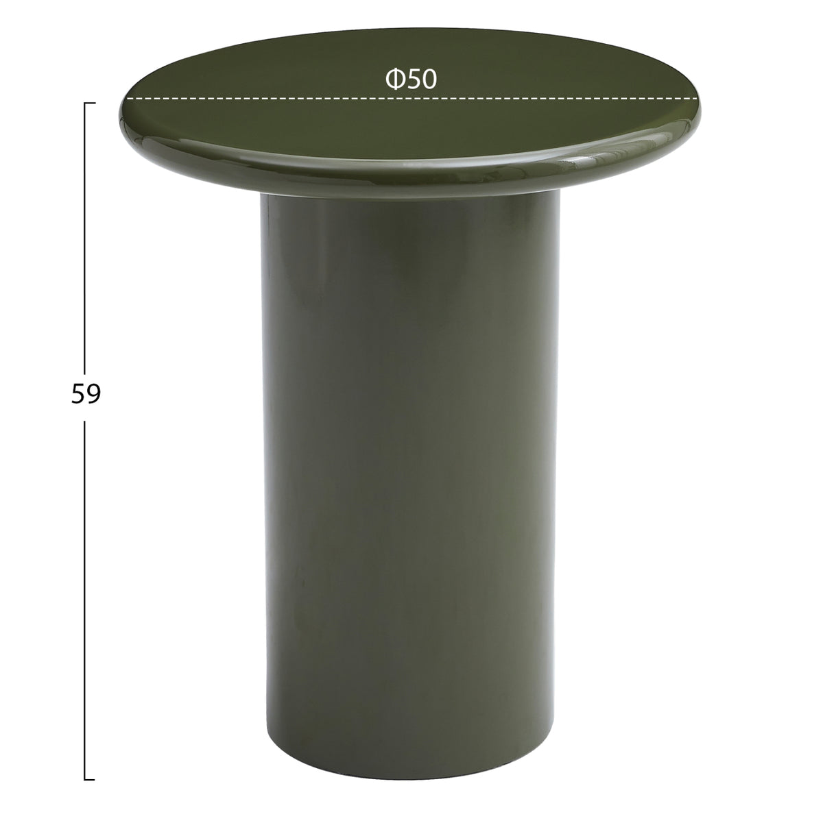 Side Table Solna Hm18455.07 Mdf In Glossy Olive Green Φ50x59hcm.