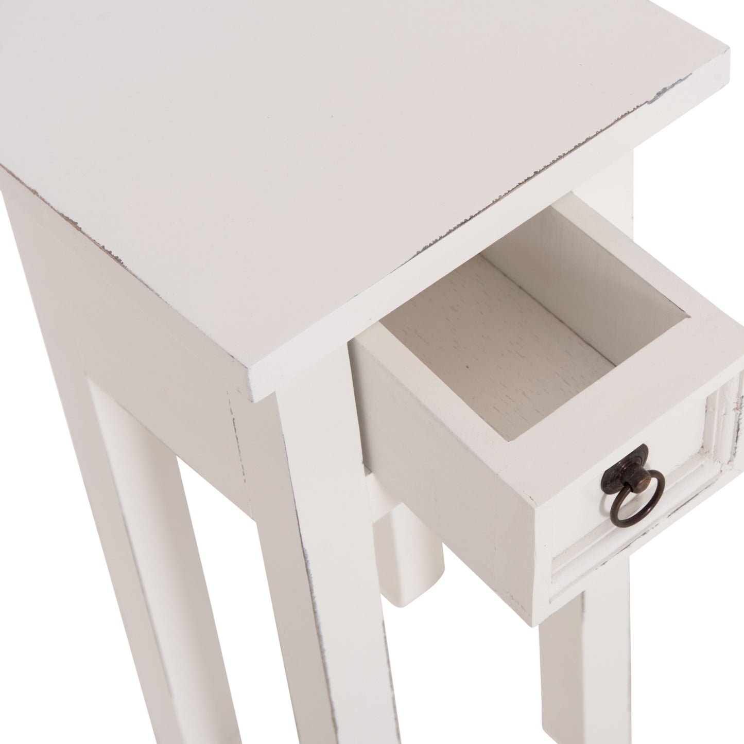 Side Table Ramu Hm9484.03 Mahogany Wood With A Drawer In White 25x25x66.5hcm.
