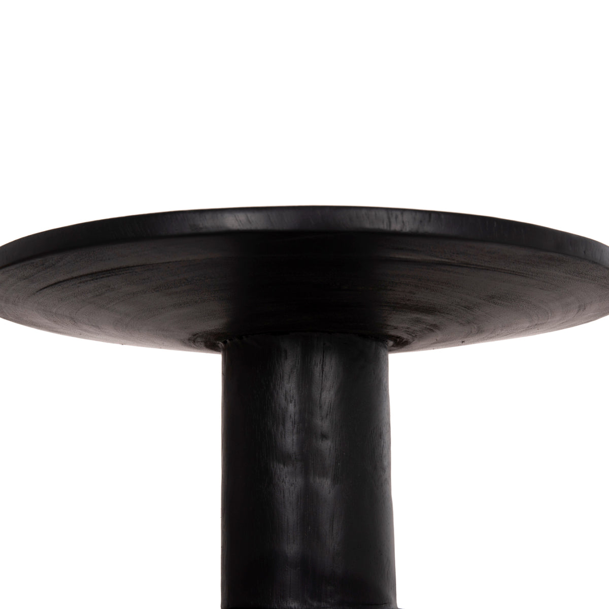 Side Table Round Pumbe Hm9891.12 Solid Suar Wood In Black Color Φ40x50hcm.