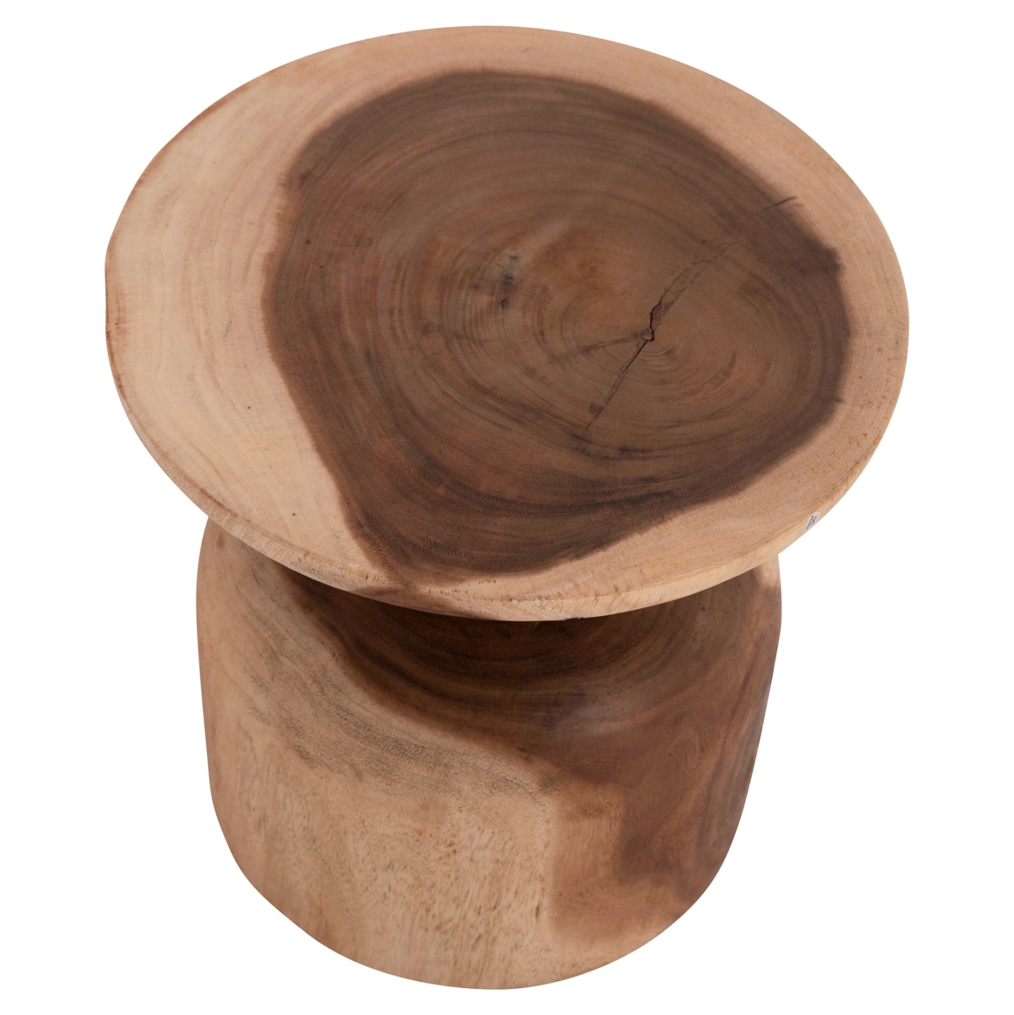 Side Table Round Pumbe-s Hm9892.11 Solid Suar Wood In Natural Color Φ40x40hcm.