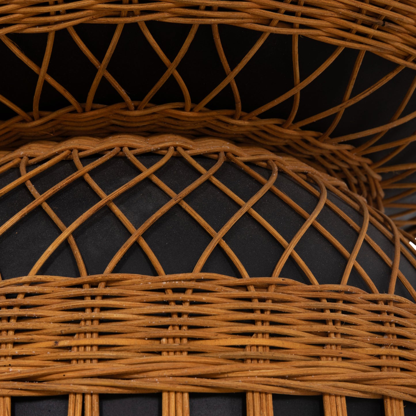 Side Table Round Prilep Hm18159.01 Fiber Cement In Black & Rattan--Φ60x76.5hcm.