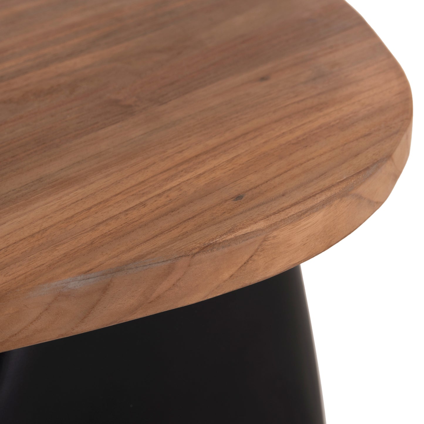 Side Table Aida Hm4692.01 Fiber Cement In Black--teak Wood Top 47x60x59hcm.