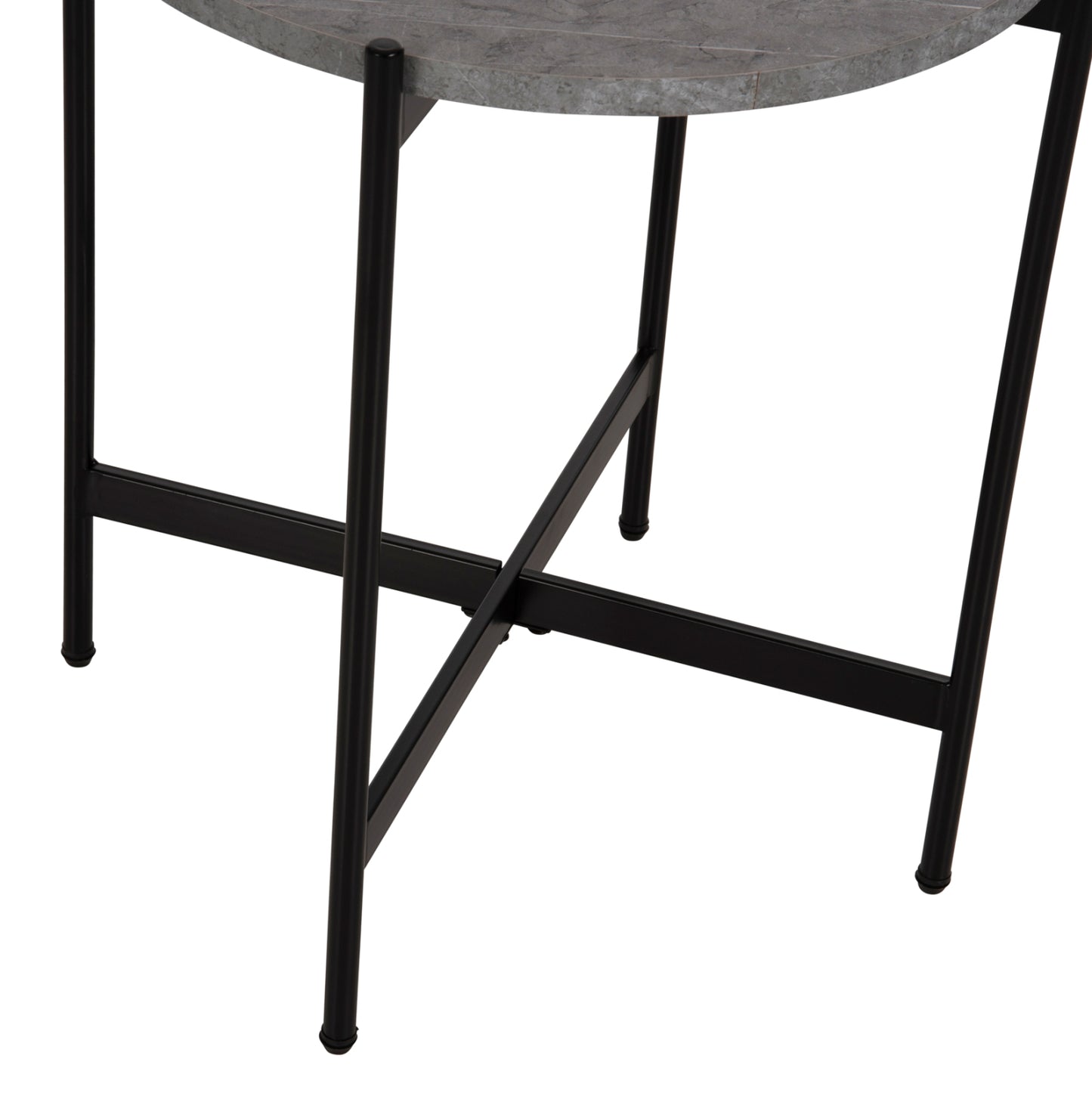 Side Table Hm9589.02 Mdf Grey Marble-black Metal Base Φ50x55hcm.