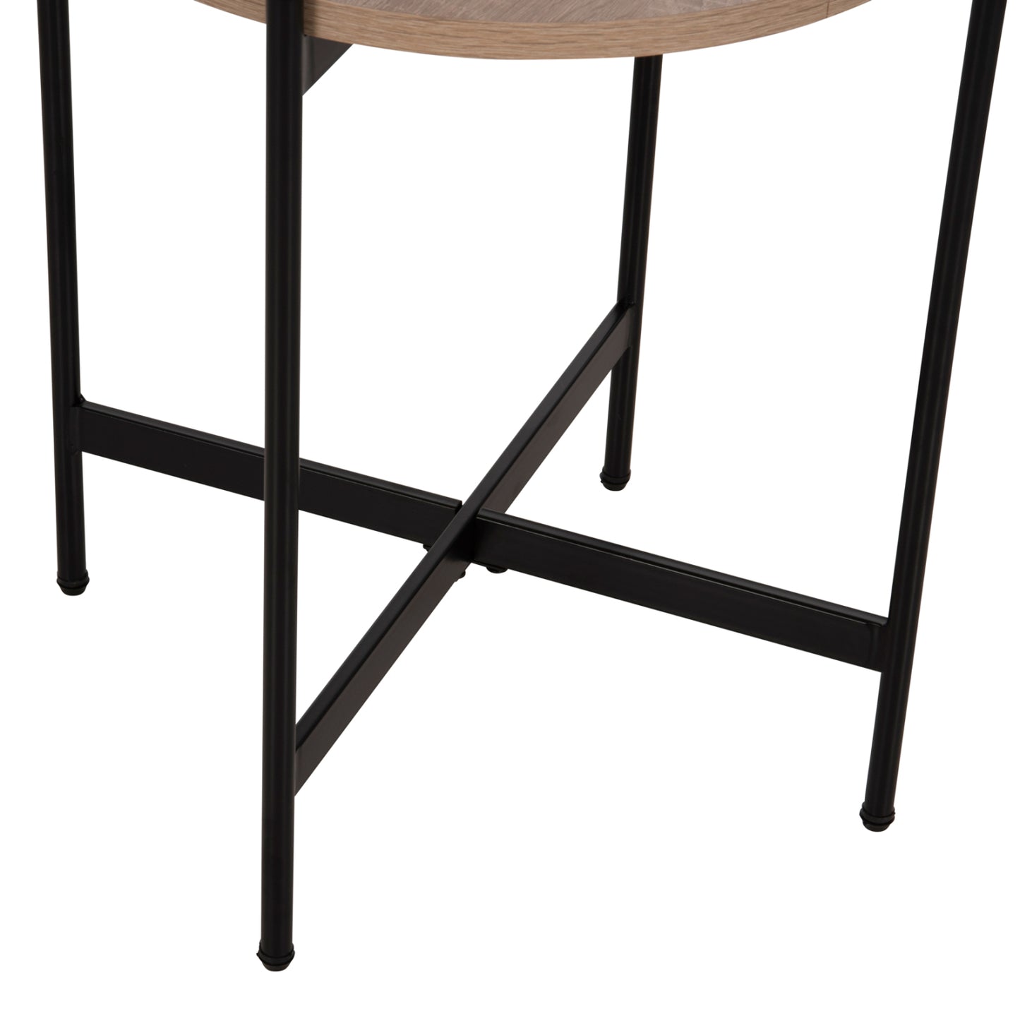 Side Table Hm9589.03 Mdf Sonoma-black Metal Base Φ50x55hcm.