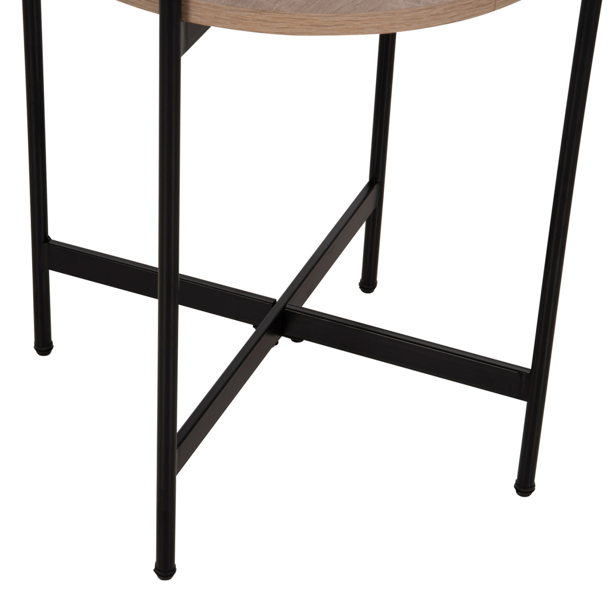 Side Table Hm9589.03 Mdf Sonoma-black Metal Base Φ50x55hcm.