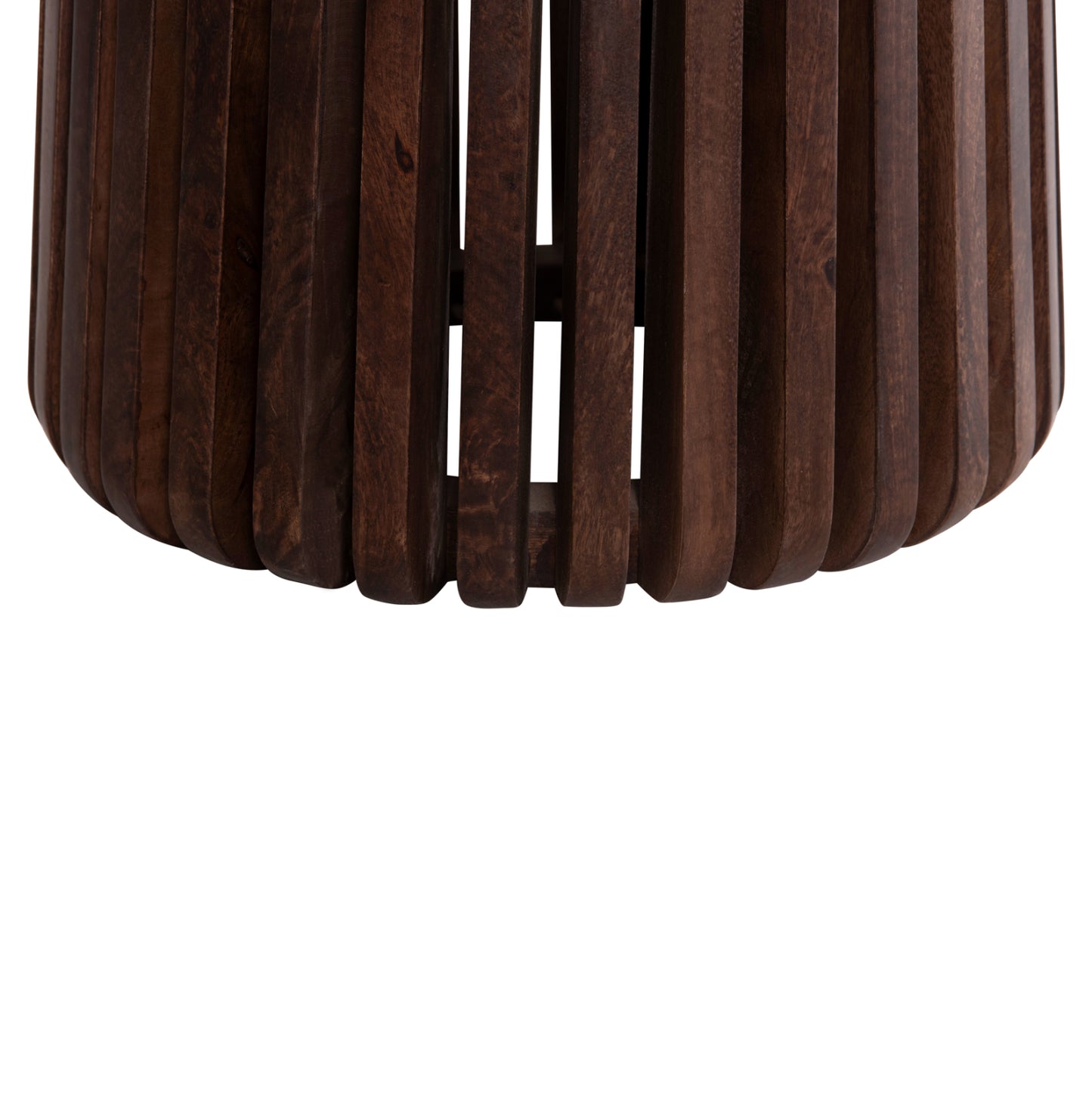 Side Table Krest Hm9711 Acacia Wood In Light Brown-white Travertine Φ50x50hcm.