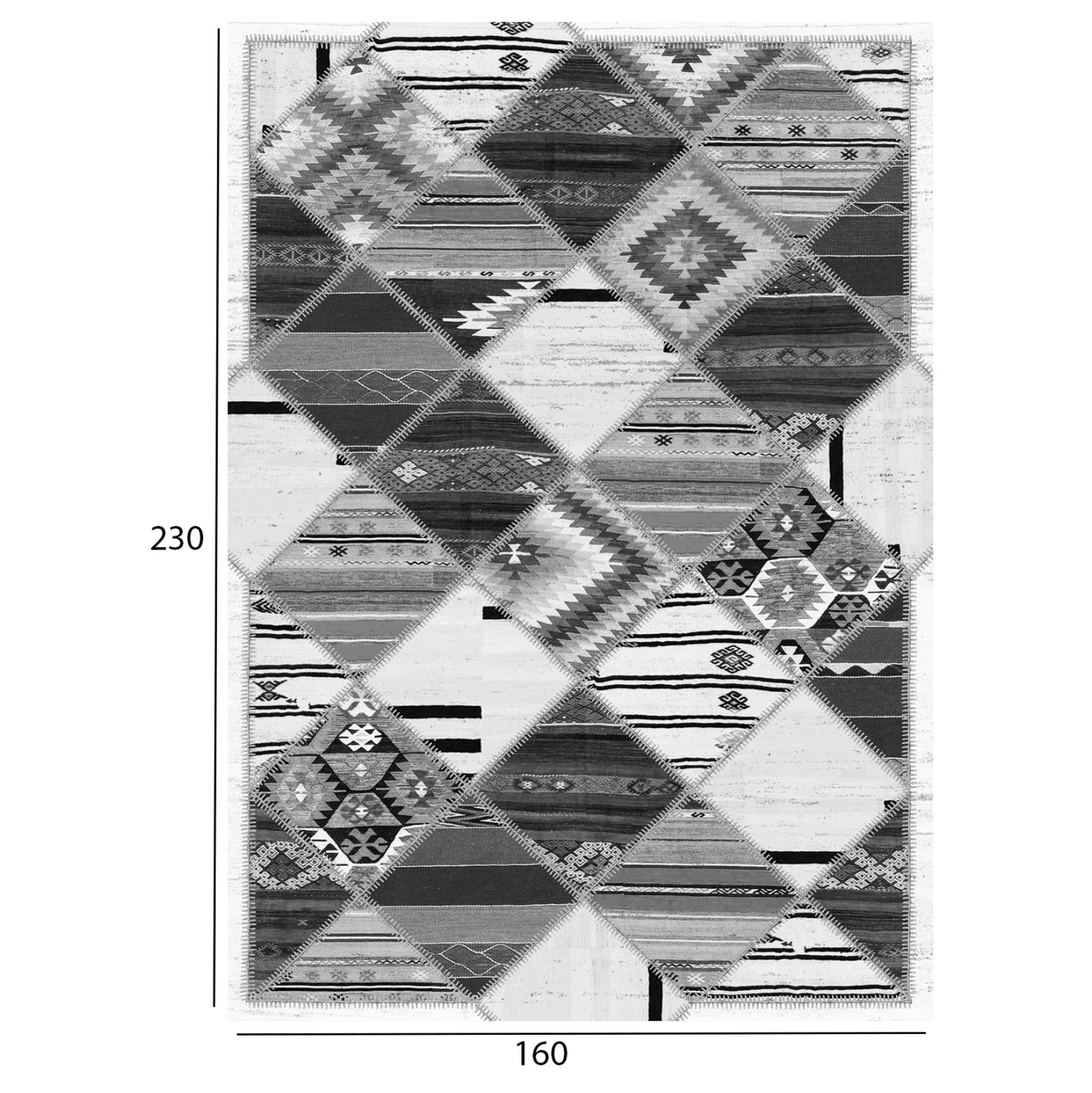 Hm7675.21 160x230cm, Ethnic Carpet, Grey, Fringes