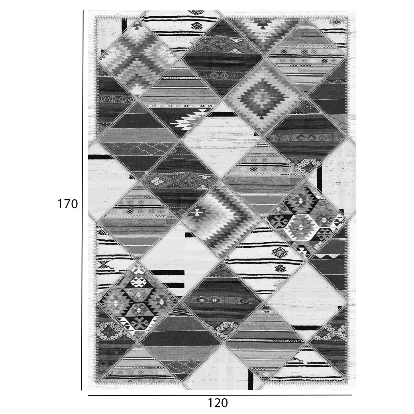 Hm7677.21 120x170cm, Ethnic Carpet, Grey, Fringes