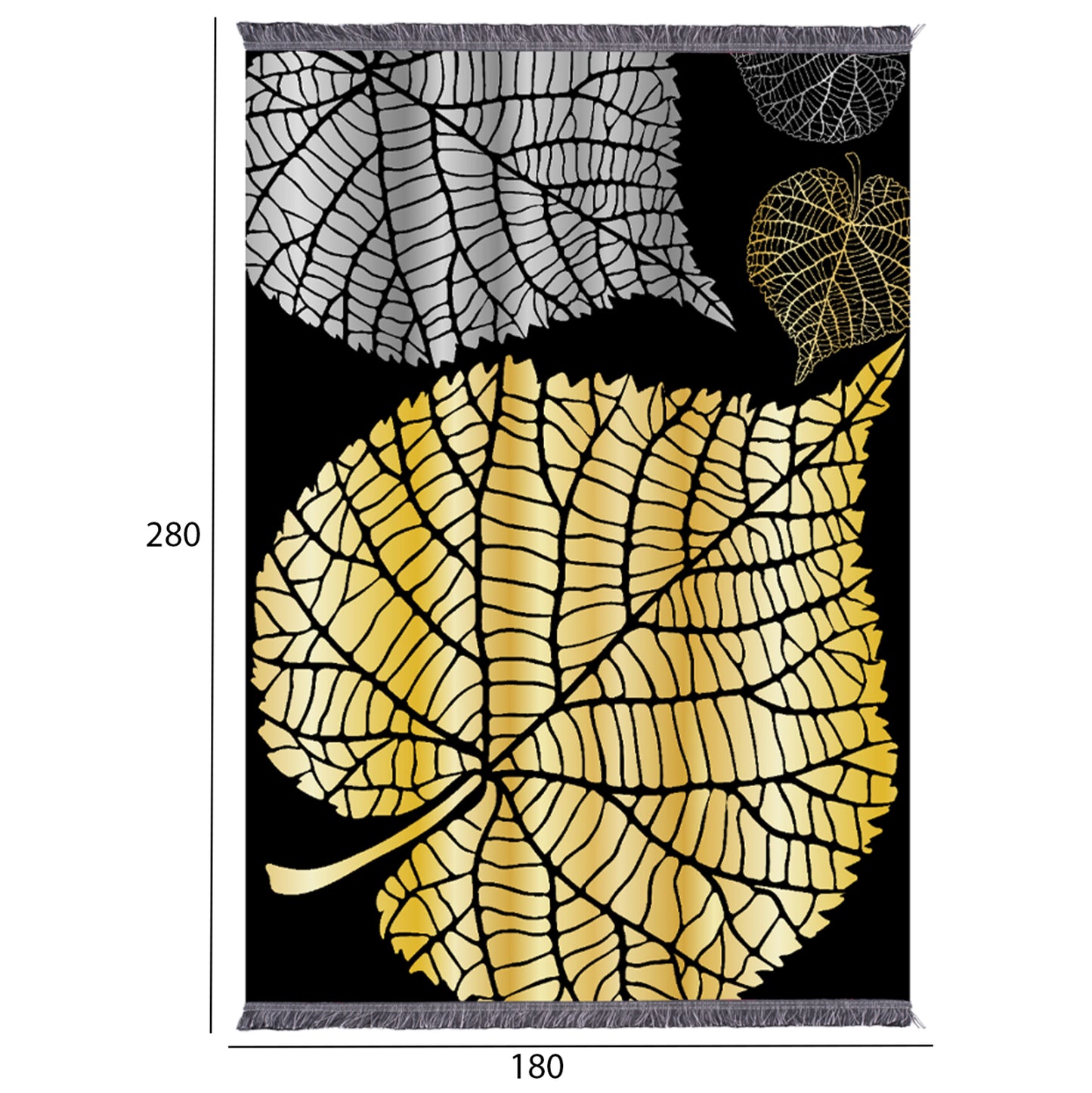 Living Room Carpet With Fringes Josiane Hm7723.39 Leaves 180x280