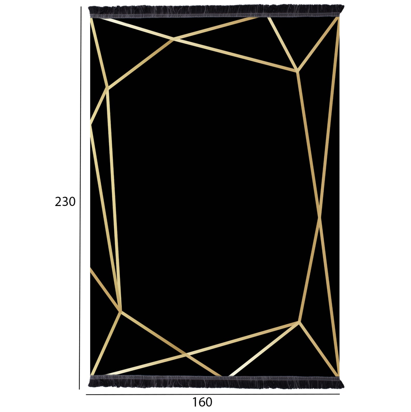 Hm7675.30-160x230cm, Josiane Black-gold Carpet, Fringes