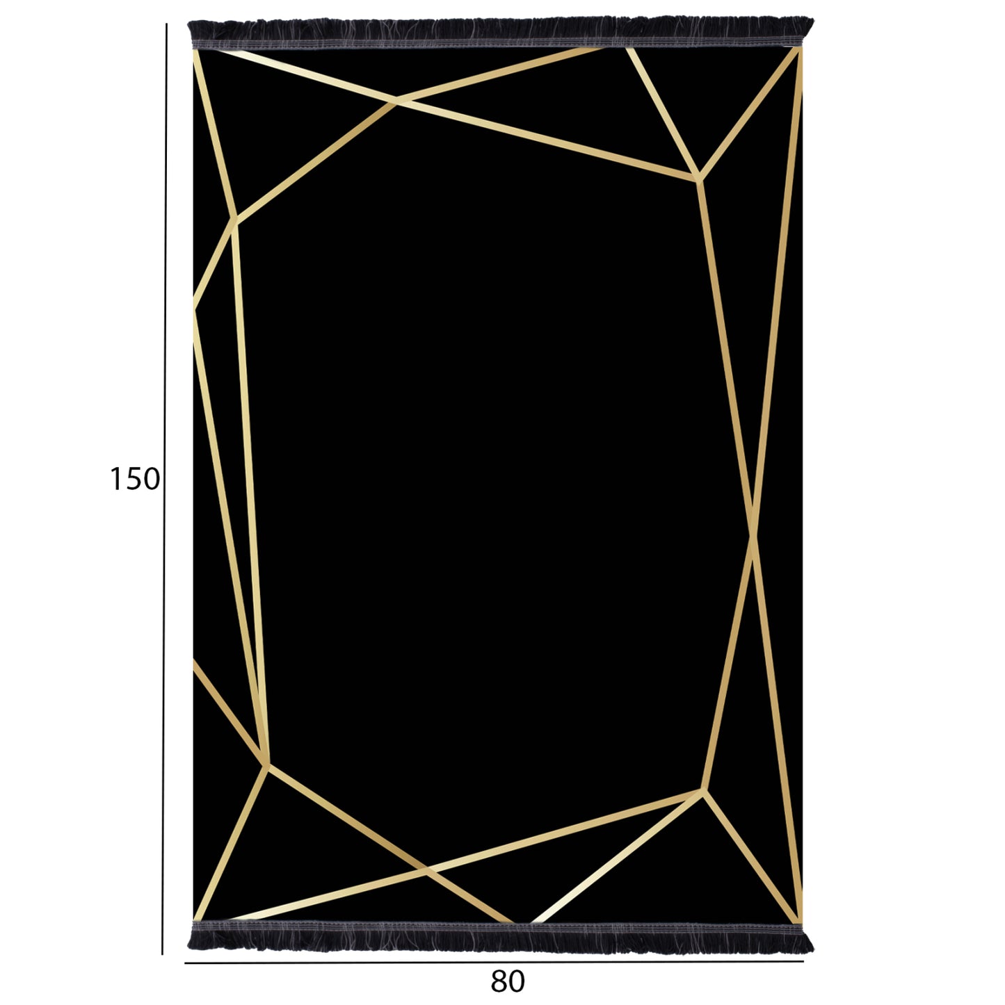 Hm7676.30 80x150cm, Josiane Carpet, Black-gold, Fringes