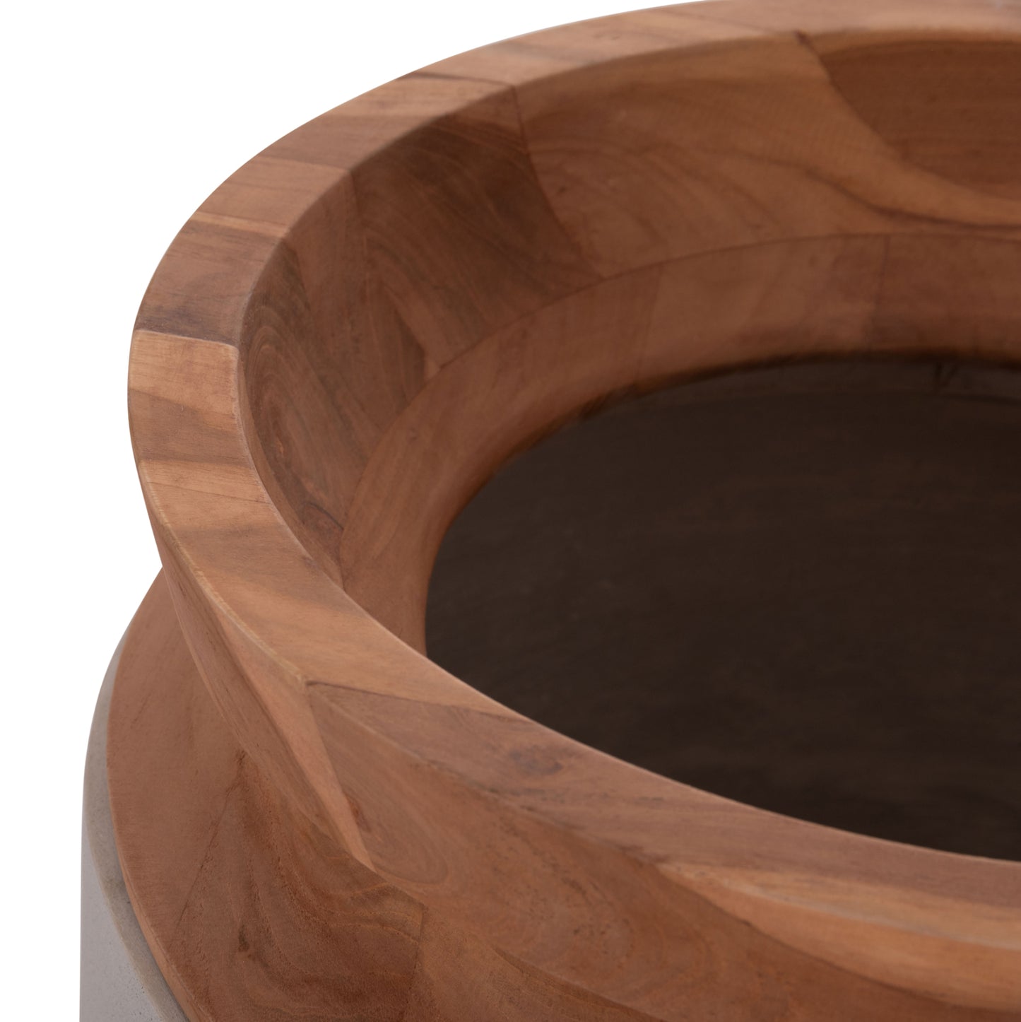 Decorative Floor Vases 2pcs Linter Hm21140.03 Fiber Cement In Grey-teak Wood 47h & 60hcm.