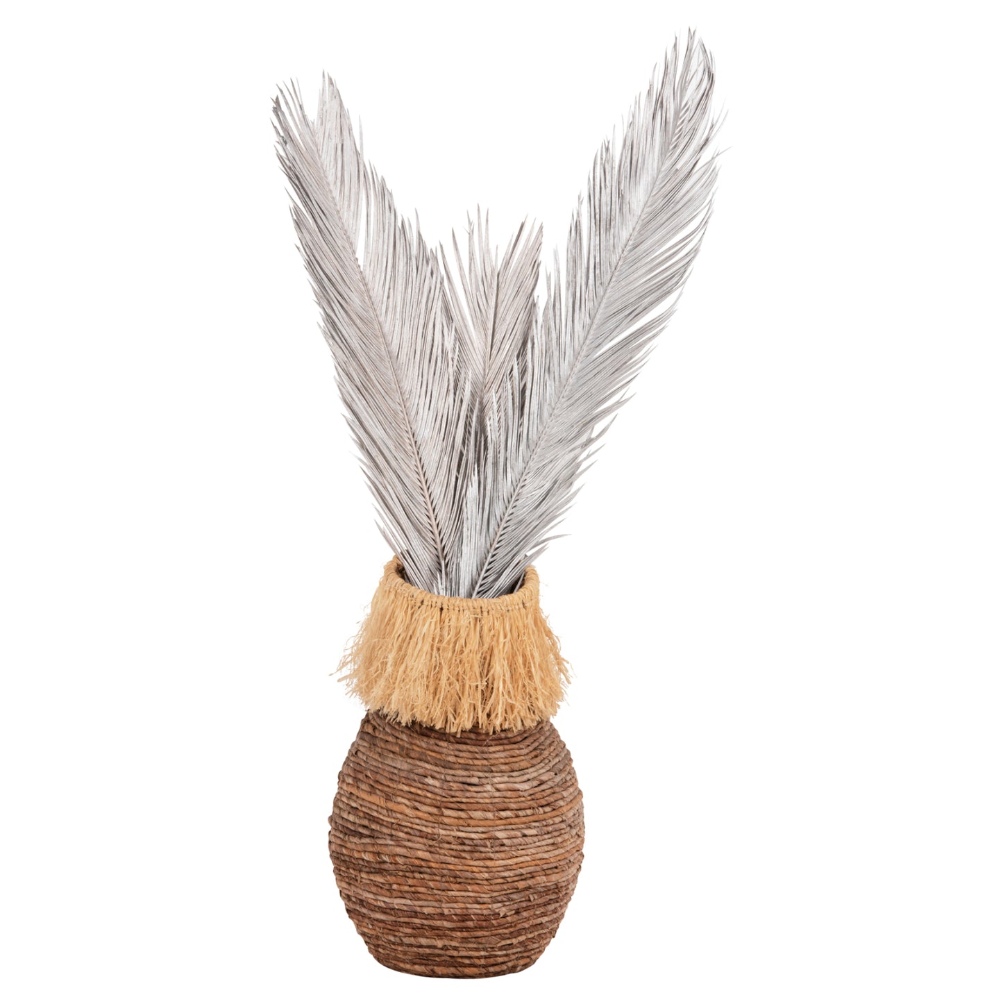 Decorative Dried 3-leaf Set Of Palm Tree ΗΜ7957 Silver 1120hcm.