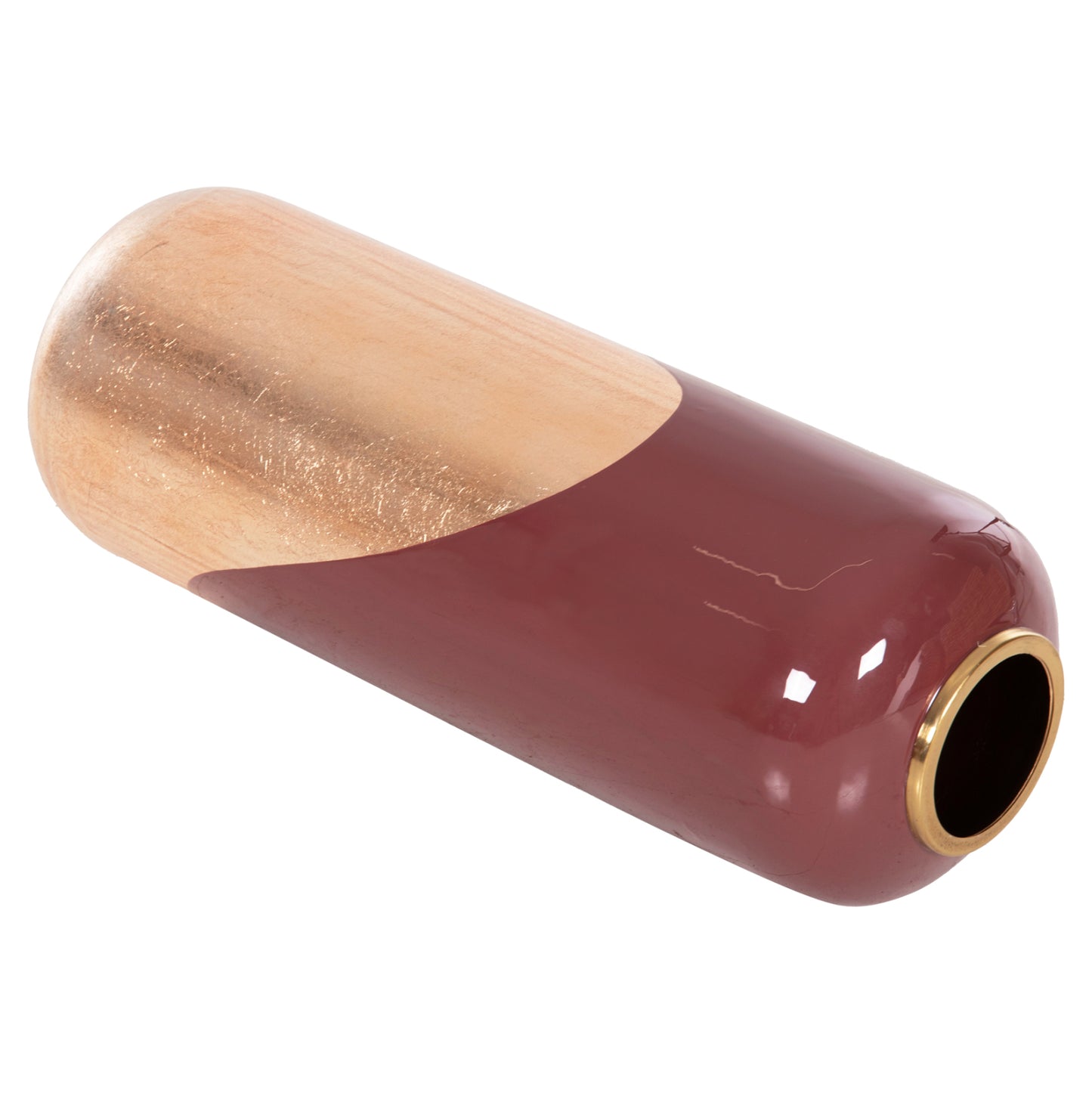 Decorative Floor Vase Raksasa Hm4232.06 Metal In Cherry Red-gold Pearl Φ24x69hcm.