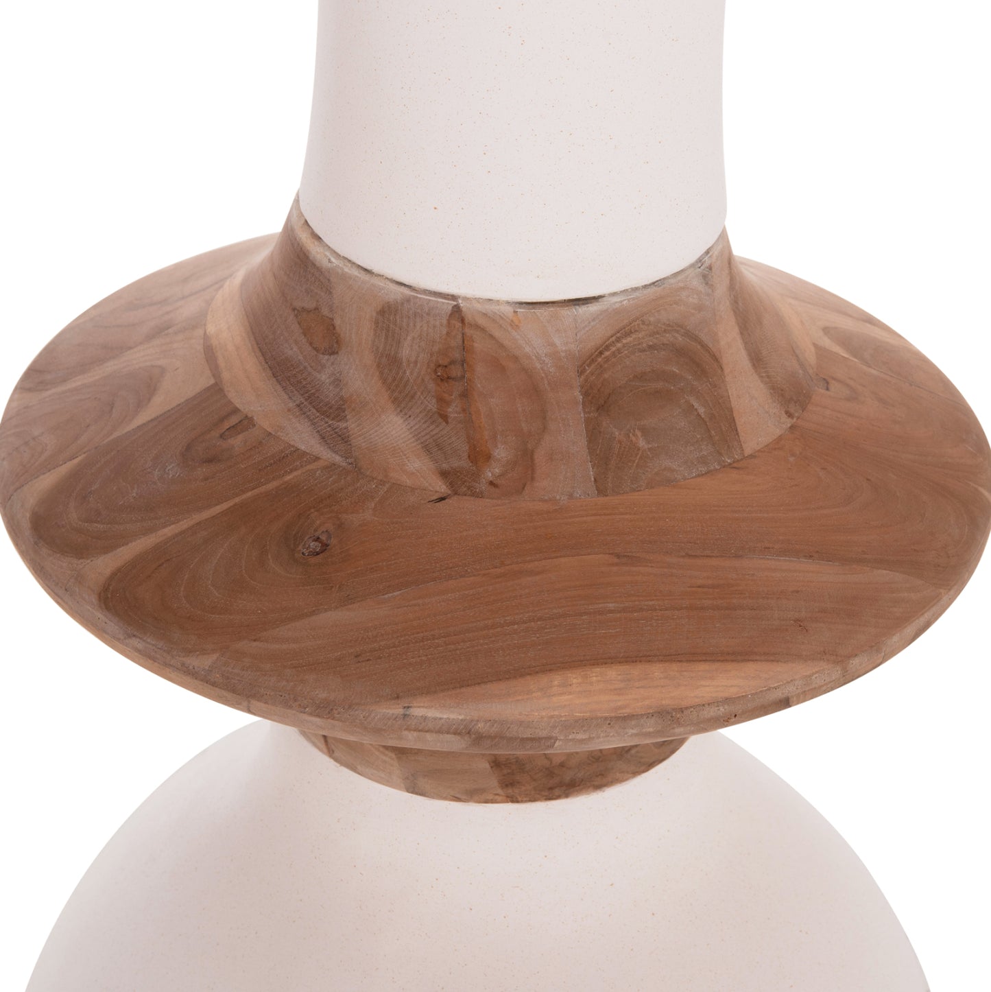 Decorative Floor Vase Nebula Hm4660.02m Fiber Cement In White--teak Wood Φ45x148hcm.