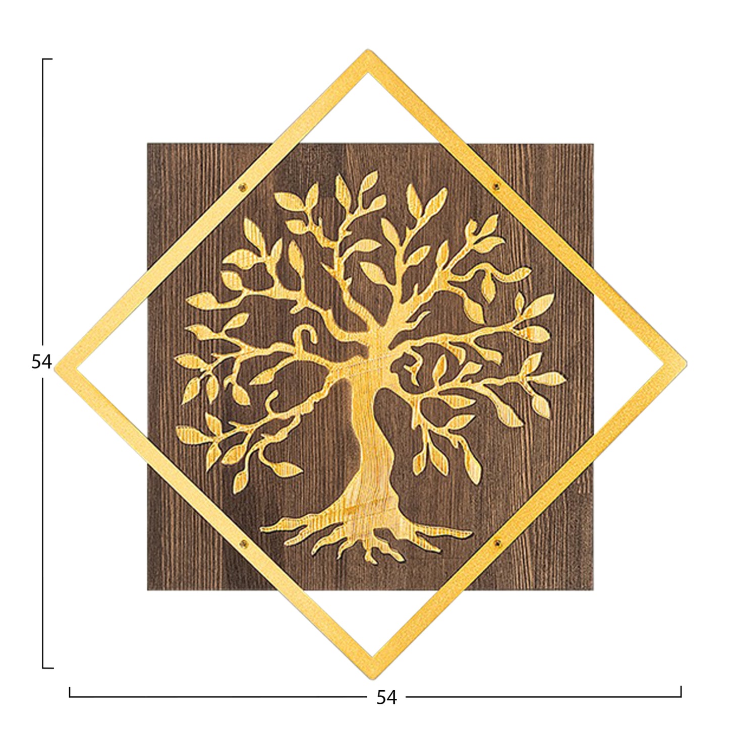 Wall Decoration Tree Figure Hm4752-metal In Gold-wood 54x3(thickness)x54hcm.