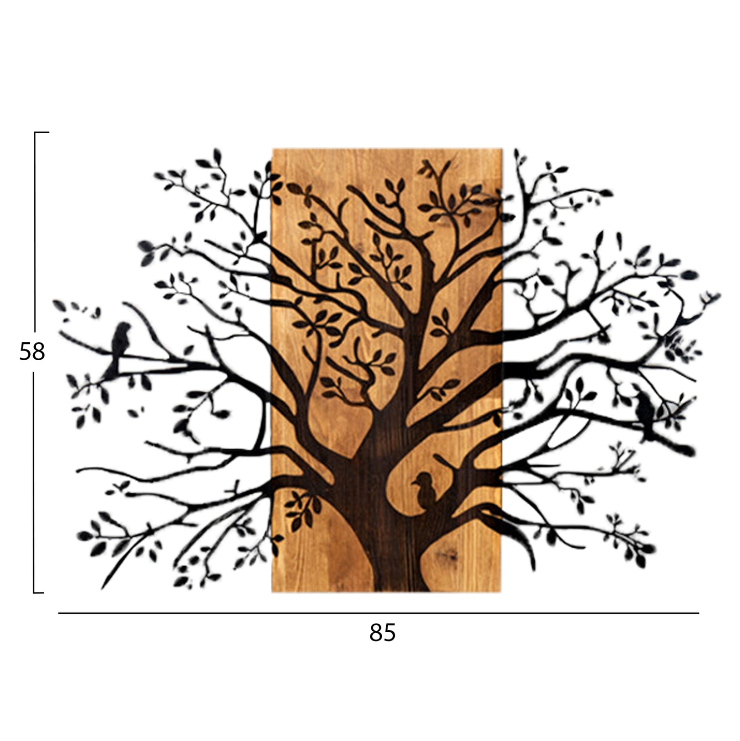 Wall Decoration Tree Figure Hm4806-metal In Black-wood 85x3(thickness)x58hcm.