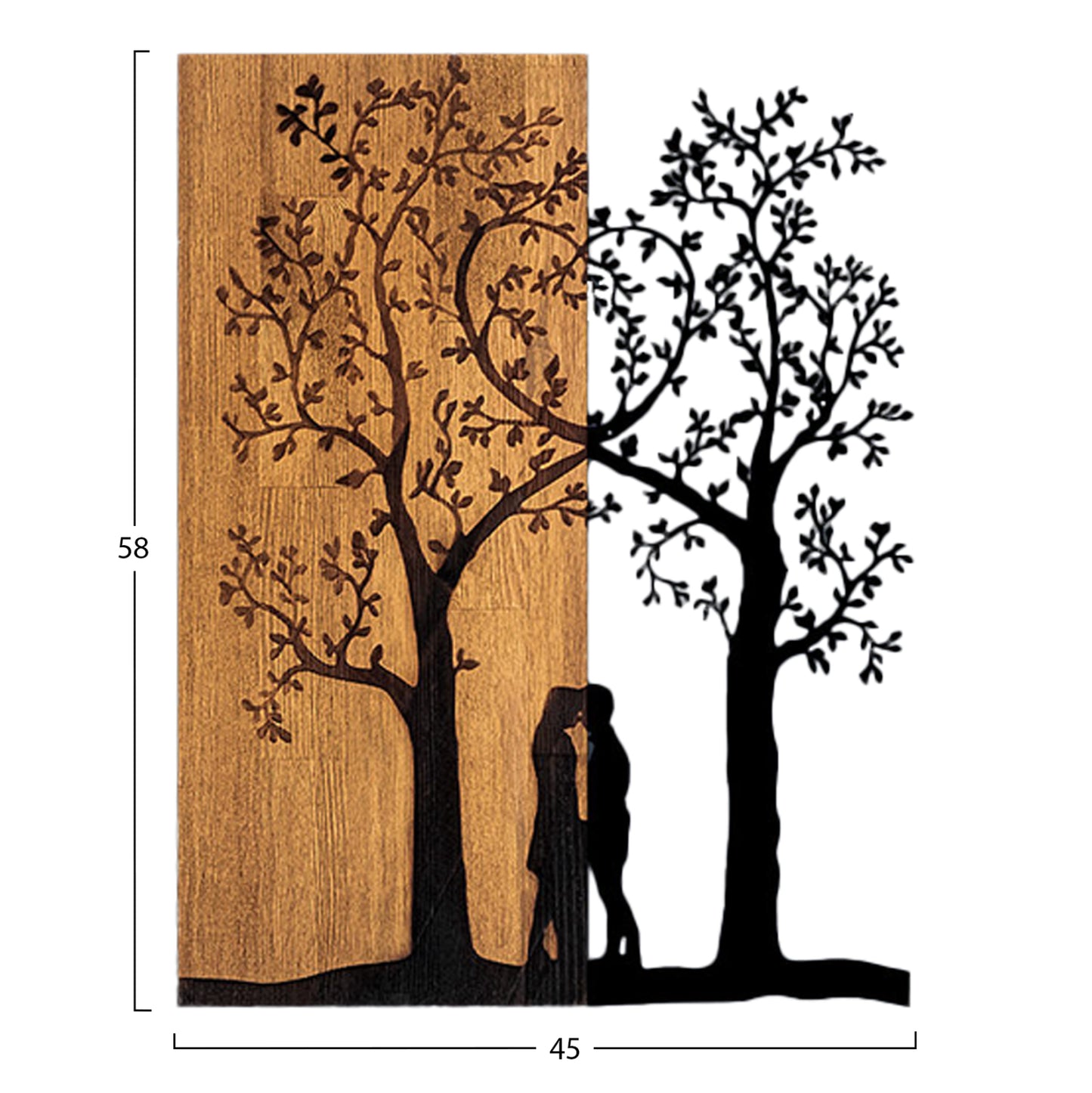 Wall Decoration Hm4753-metal In Black-wood 45x3(thickness)x58hcm.
