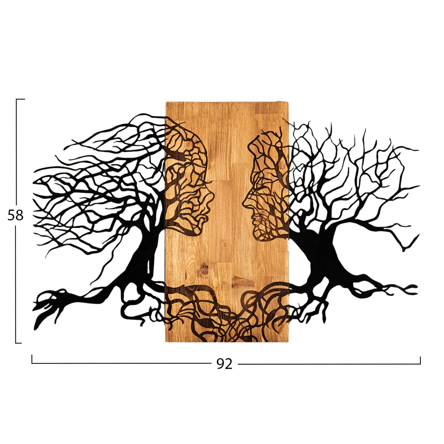 Wall Decoration Illusion Hm4803-metal In Black-wood 92x3(thickness)x58hcm.