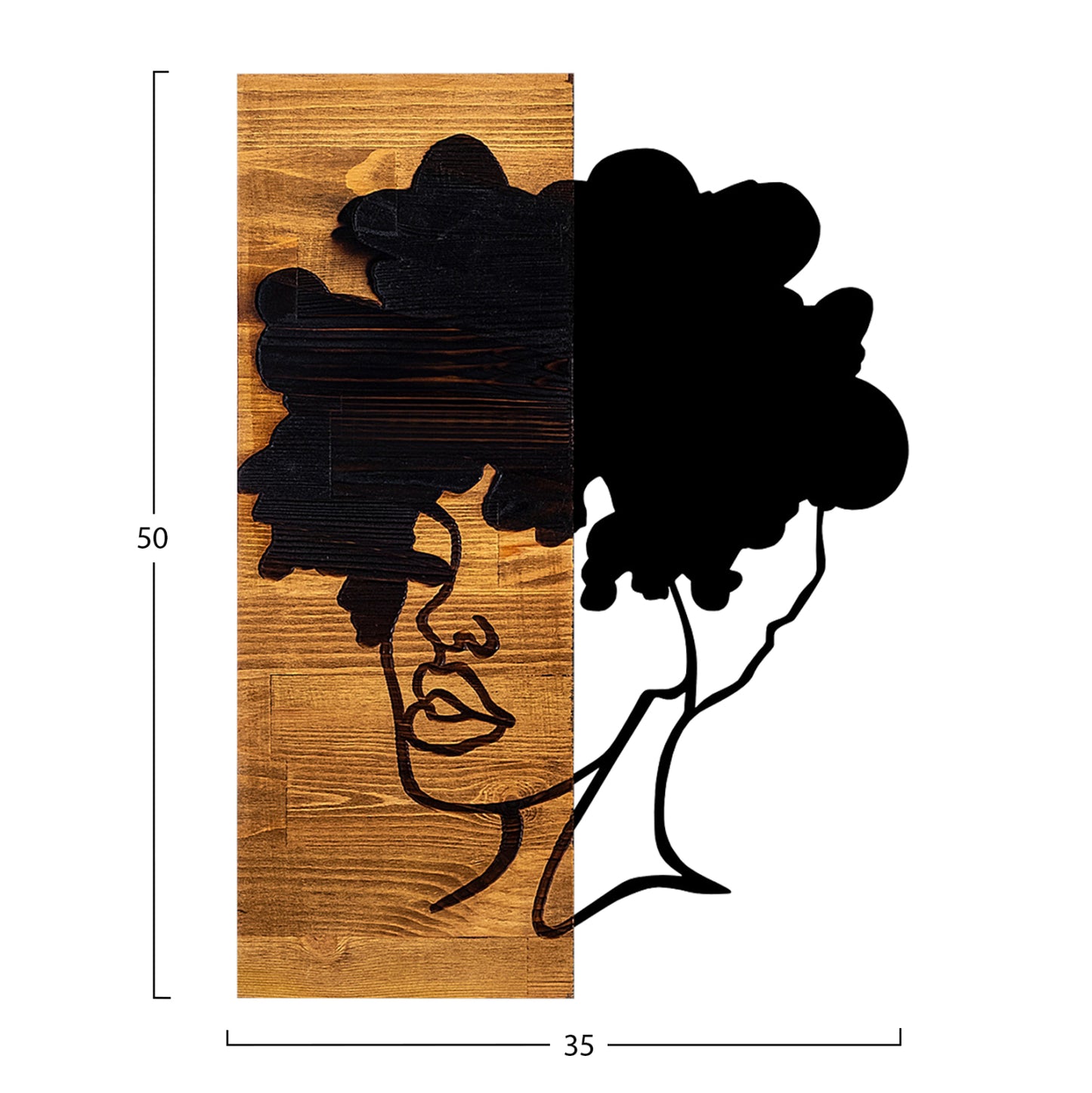 Wall Decoration Woman Figure Hm4750-metal-wood 35x3(thickness)x50hcm.