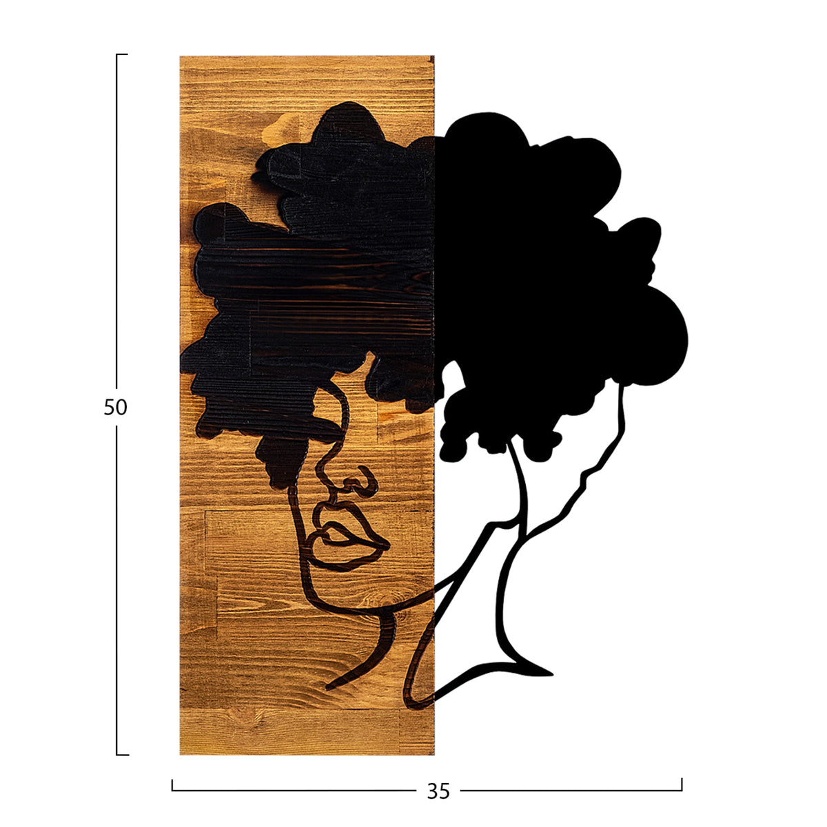 Wall Decoration Woman Figure Hm4750-metal-wood 35x3(thickness)x50hcm.