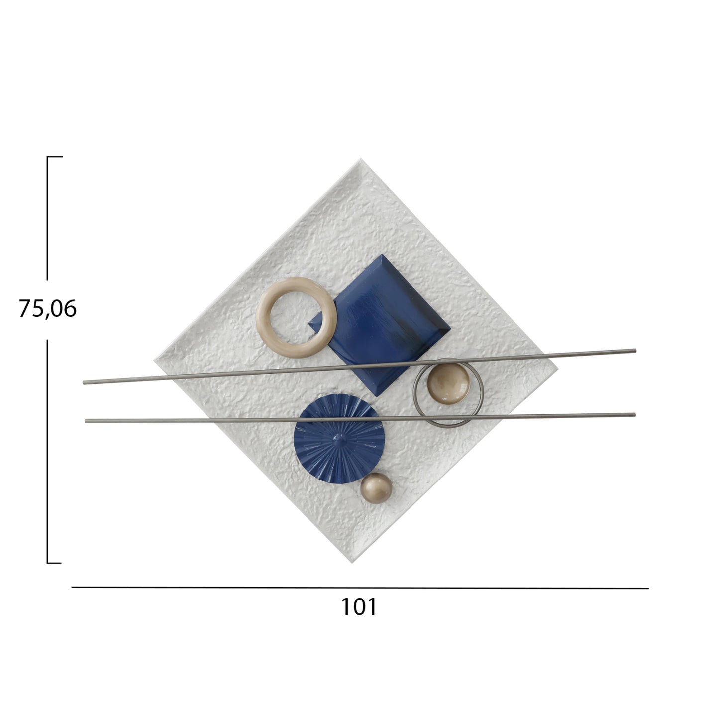 Wall Decor Hm7559 Metal Square Plate- Blue, Grey, Beige, White