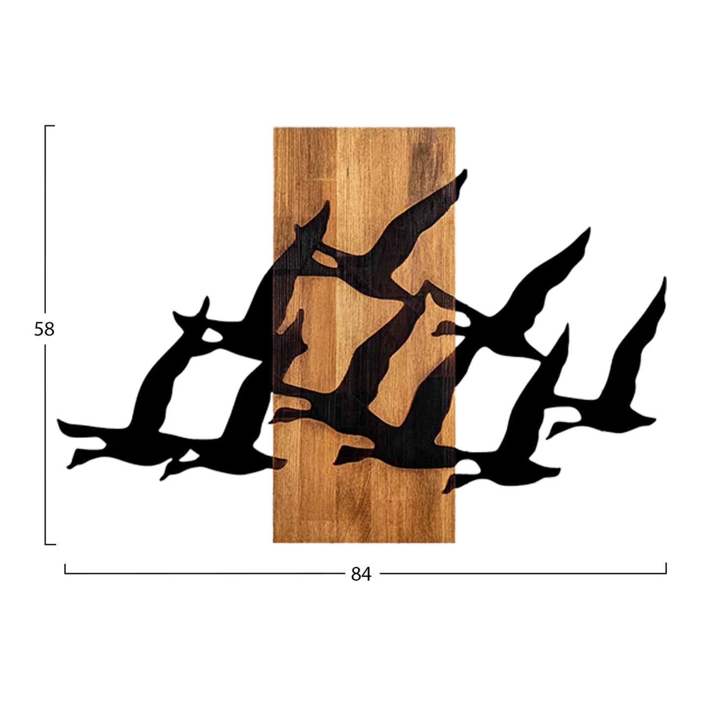 Wall Decoration Large Birds Hm4759-metal In Black-wood 58x3(thickness)x84hcm.