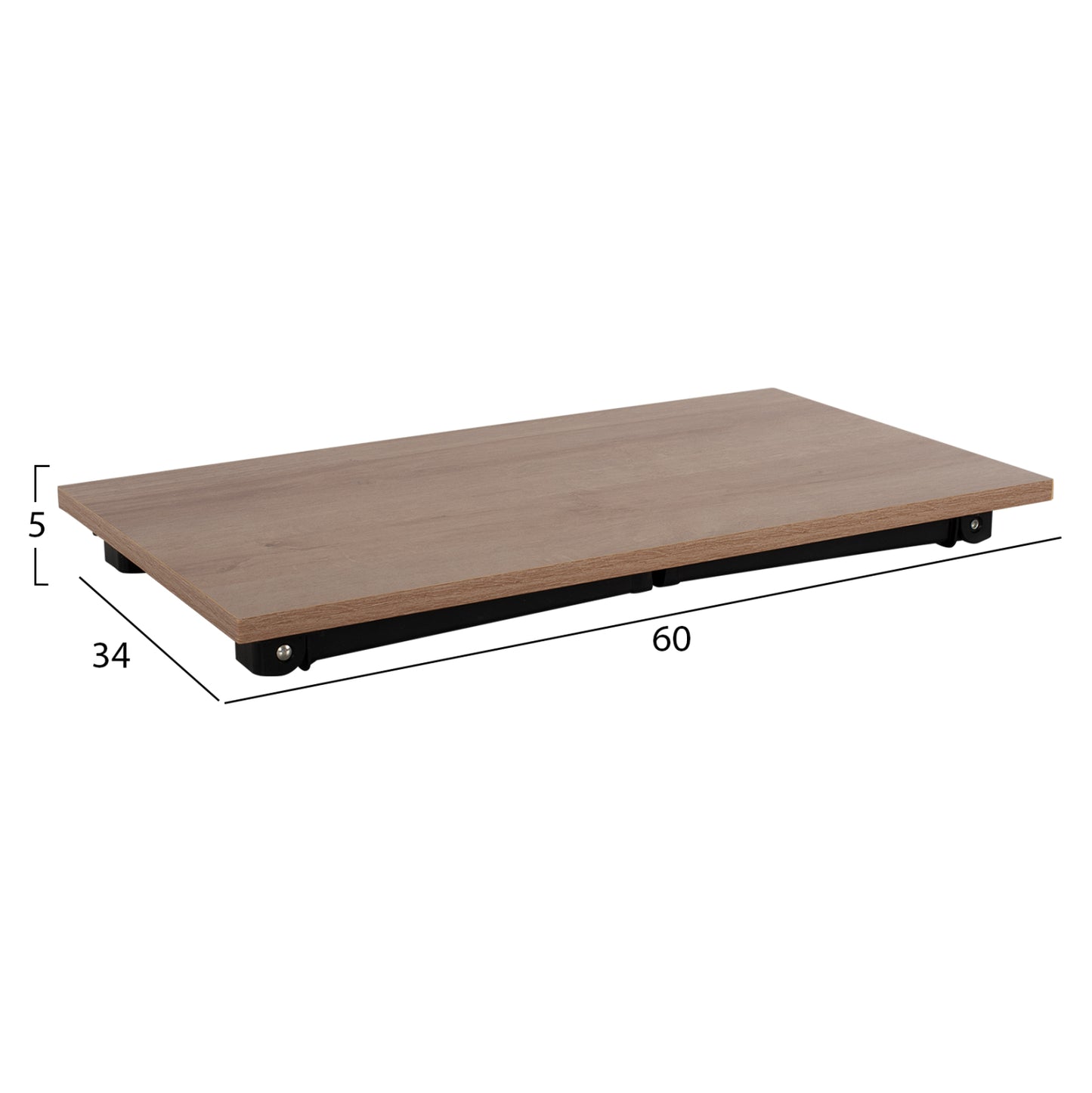 Side Table/bed Tray Britta Hm8965.11 Foldable Black Metal Legs-melamine In Walnut 60x34x29hcm.