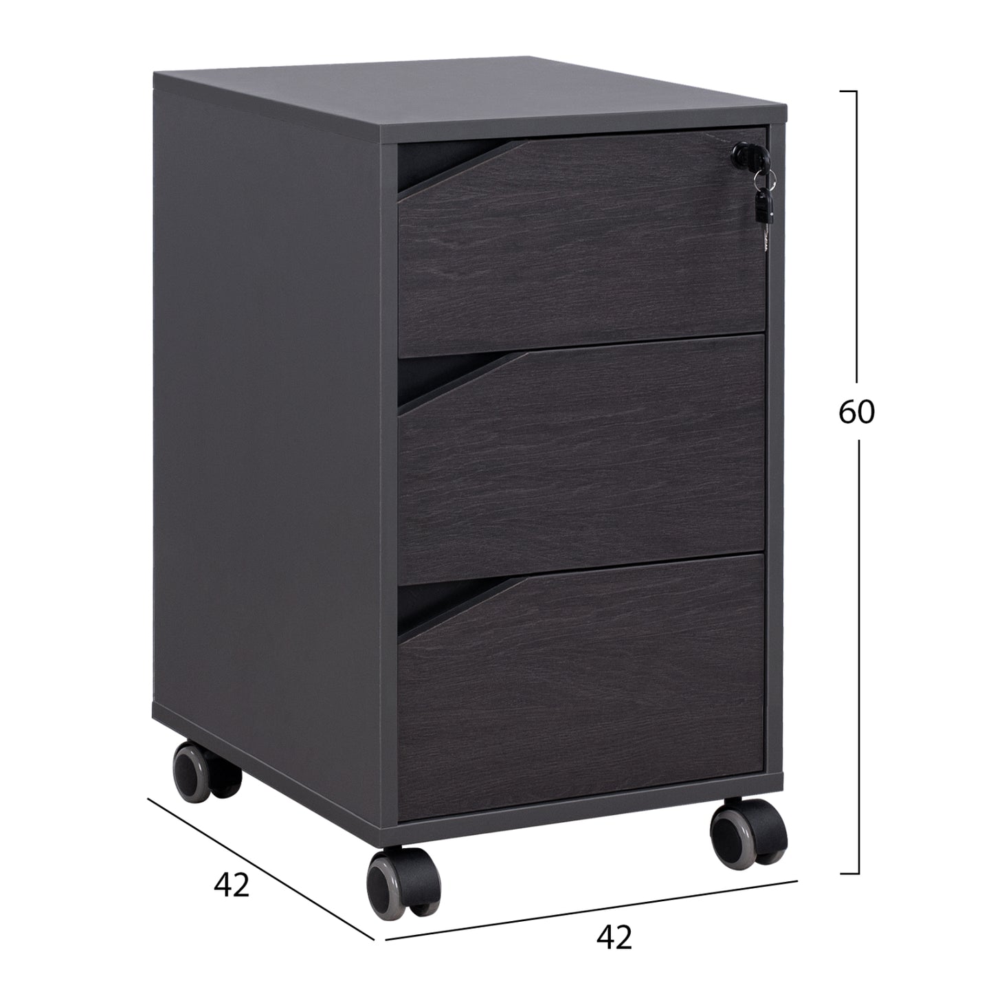 Professional Office Drawer With Wheels Rosewood Hm2108 40x42x60Ηcm