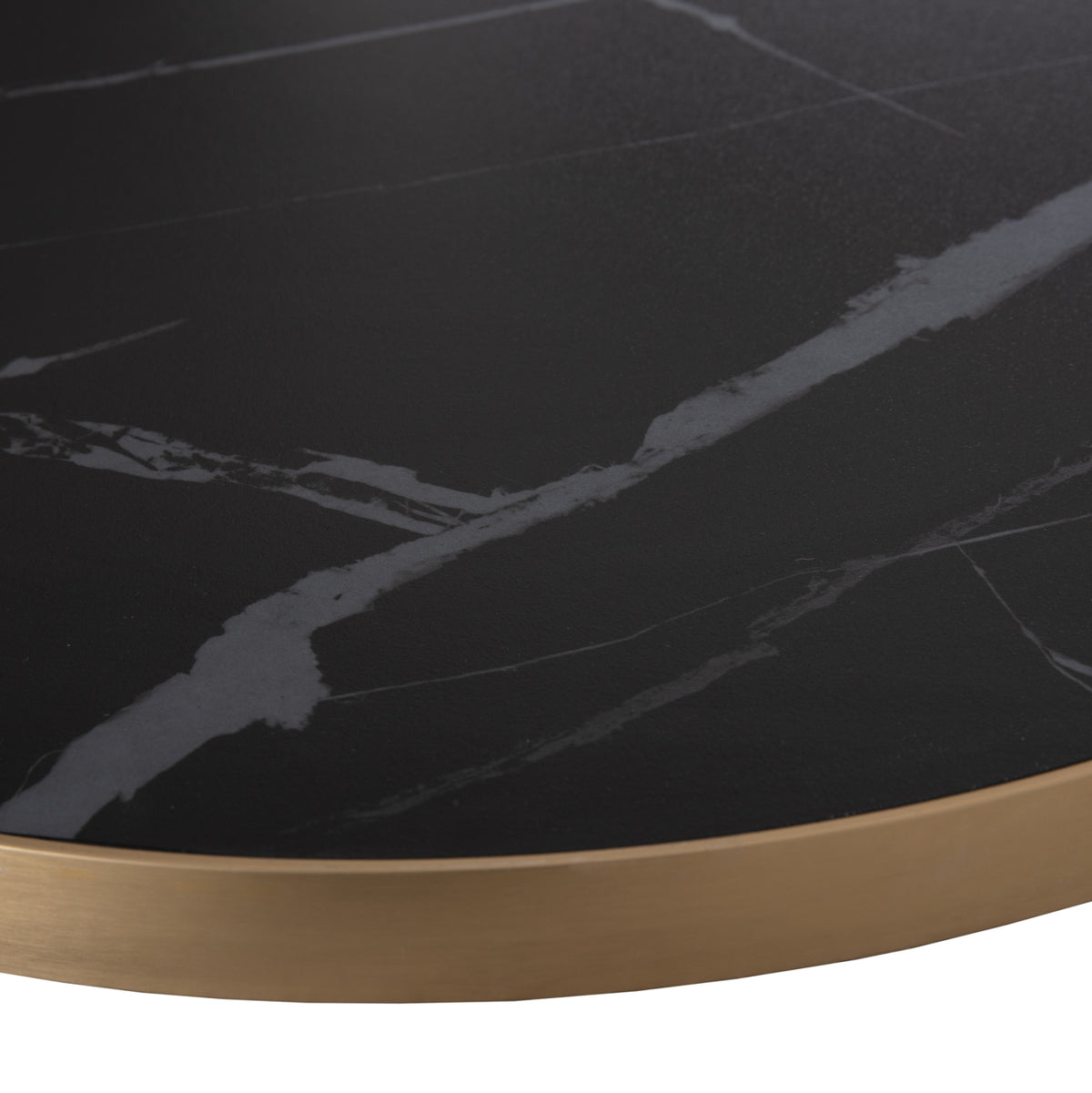 Sintered Stone Round Tabletop Hm6653.13 Black Marble--gold Alu "ring" Frame Φ70cm.