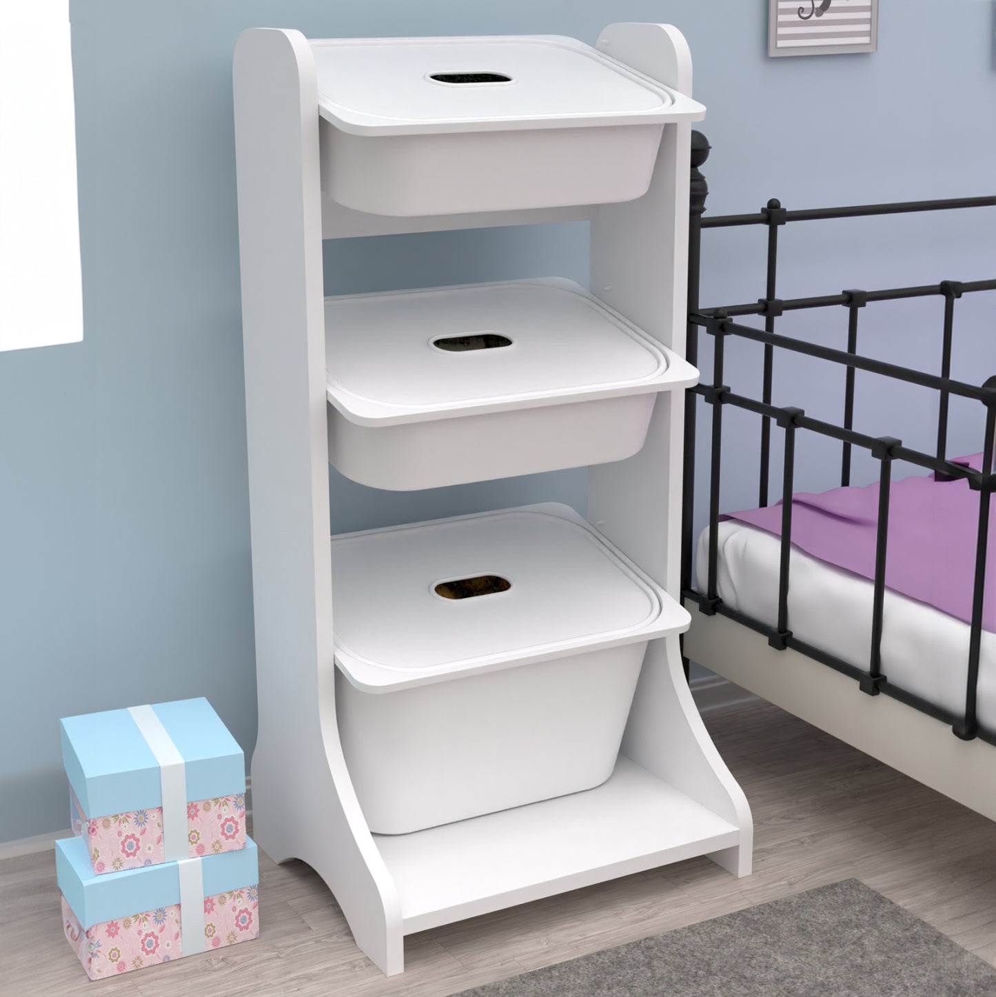 Storage Furniture Fred Hm18207.01 White Melamine 44x35x90hcm.